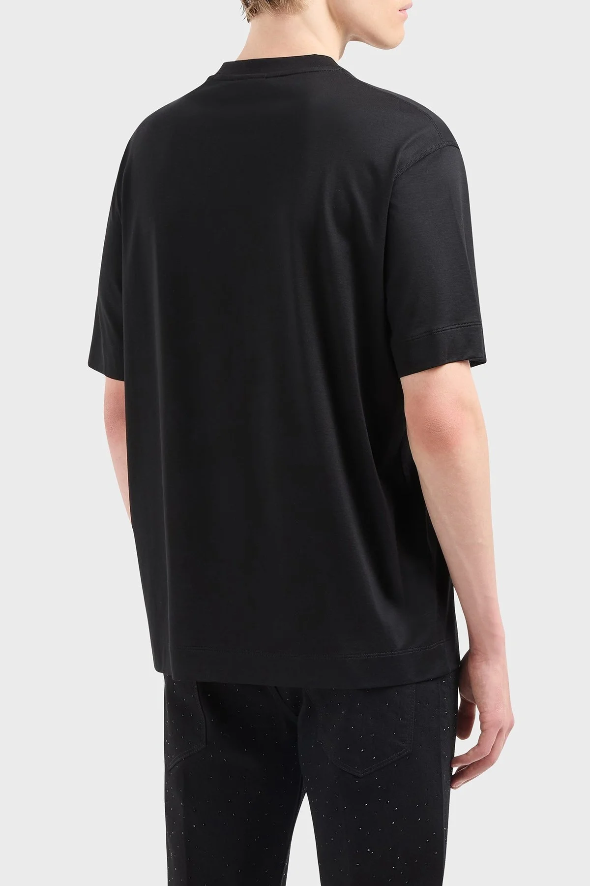 Emporio Armani Pamuk Karışımlı Regular Fit Bisiklet Yaka Logolu Erkek T Shirt EM001493 AF10017 UC001 SİYAH - 3