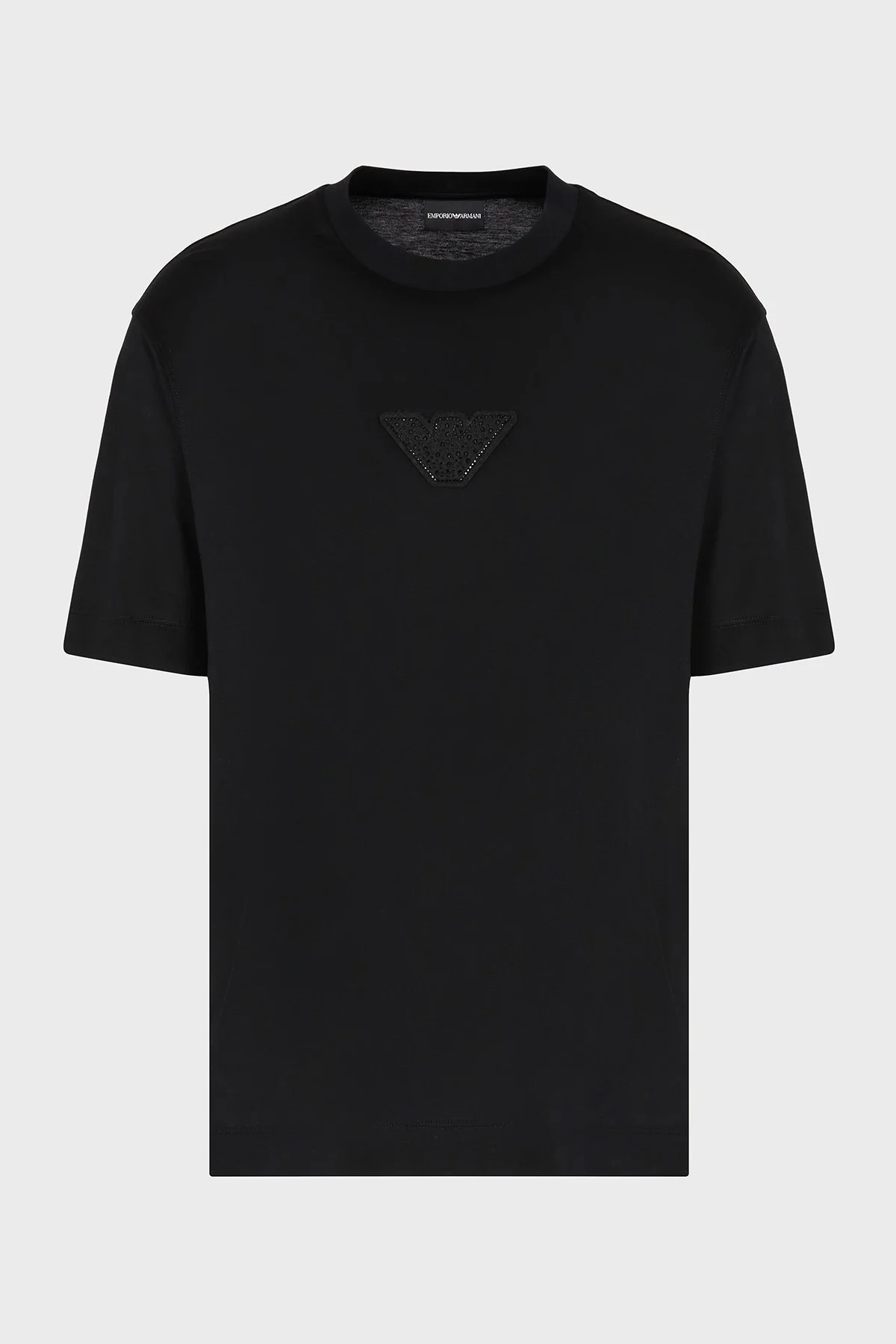 Emporio Armani Pamuk Karışımlı Regular Fit Bisiklet Yaka Logolu Erkek T Shirt EM001493 AF10017 UC001 SİYAH - 5
