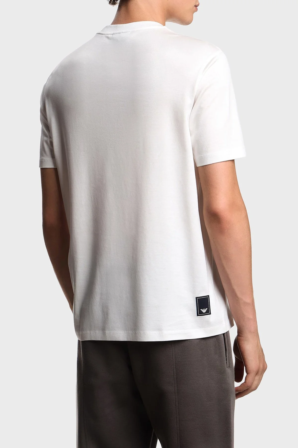 Emporio Armani Pamuk Karışımlı Regular Fit Bisiklet Yaka Logolu Erkek T Shirt EM003137 AF10761 U0003 BEYAZ - 3