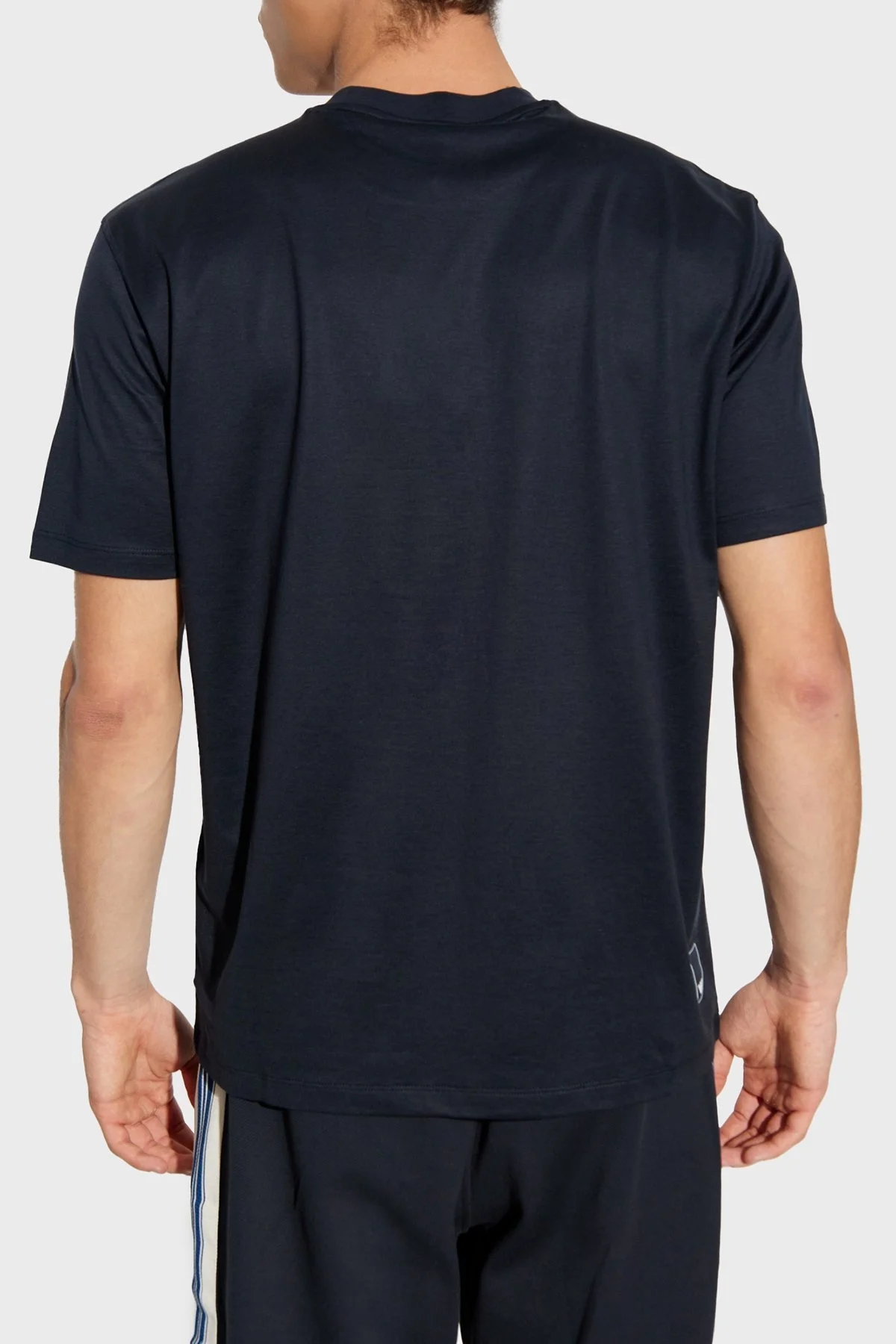 Emporio Armani Pamuk Karışımlı Regular Fit Bisiklet Yaka Logolu Erkek T Shirt EM003137 AF10761 UB118 LACİVERT - 3