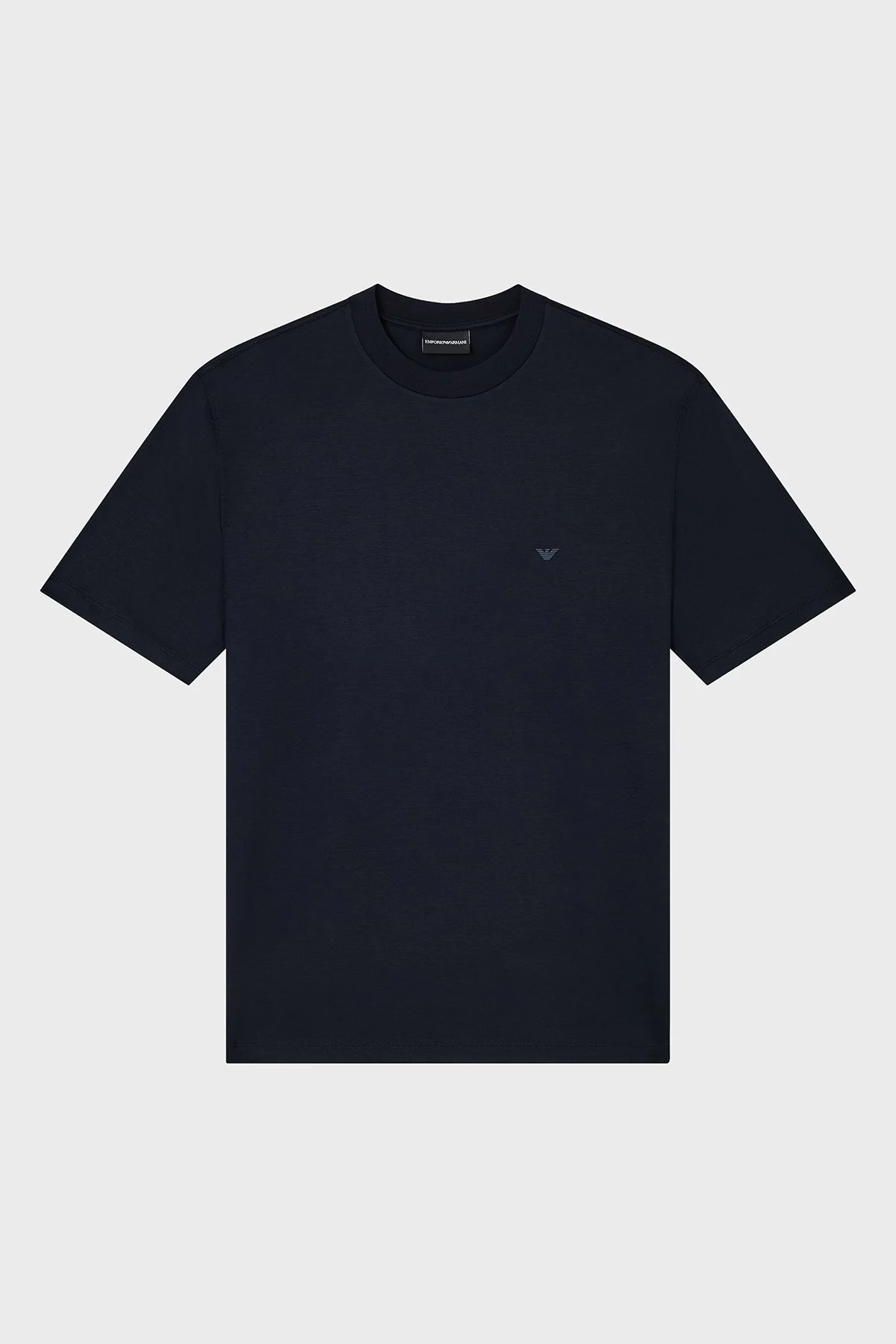 Emporio Armani Pamuk Karışımlı Regular Fit Bisiklet Yaka Logolu Erkek T Shirt EM003137 AF10761 UB118 LACİVERT - 5