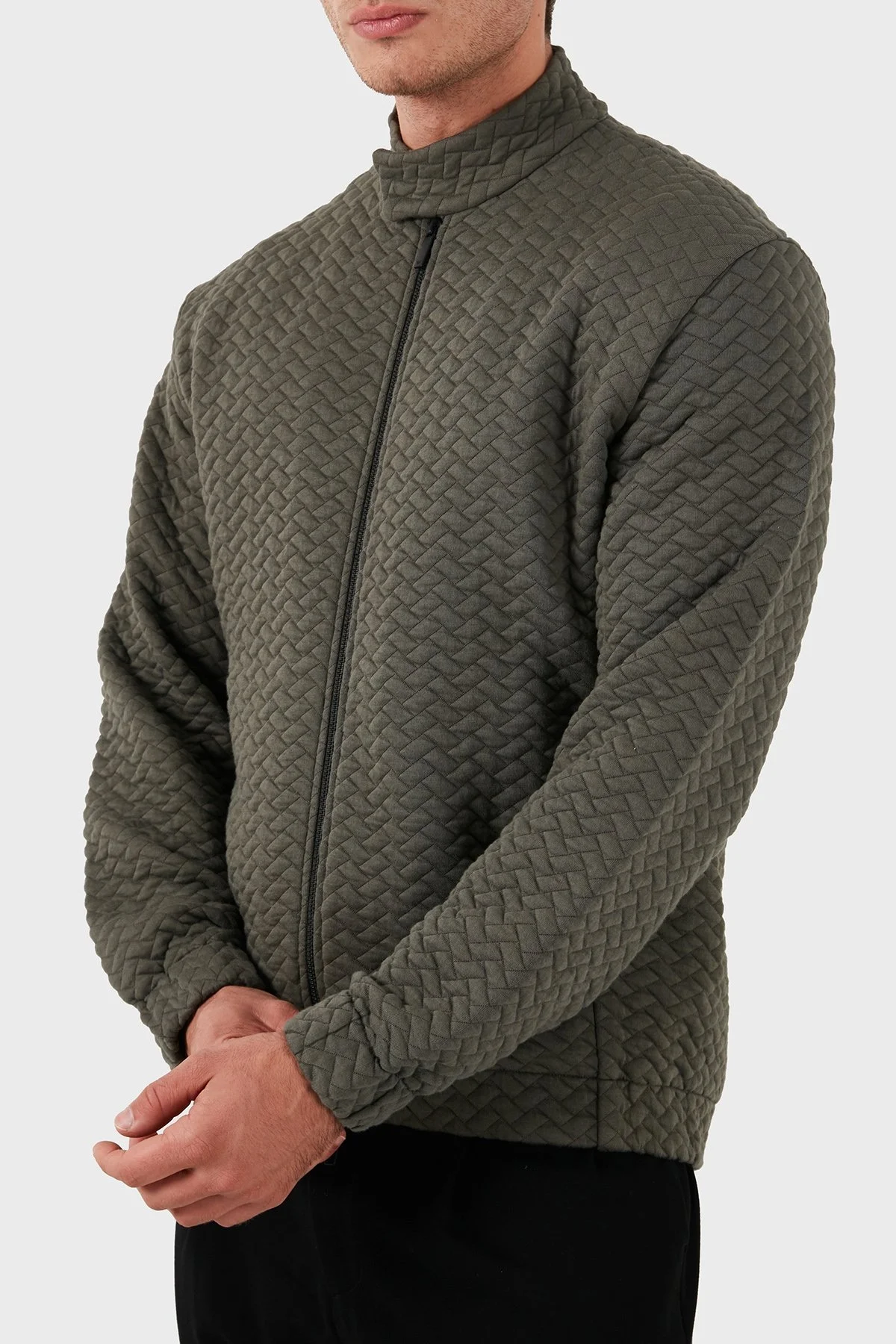 Emporio Armani Pamuk Karışımlı Regular Fit Dik Yaka Erkek Mont 6D1B7U 1J8IZ 0418 HAKİ - 6