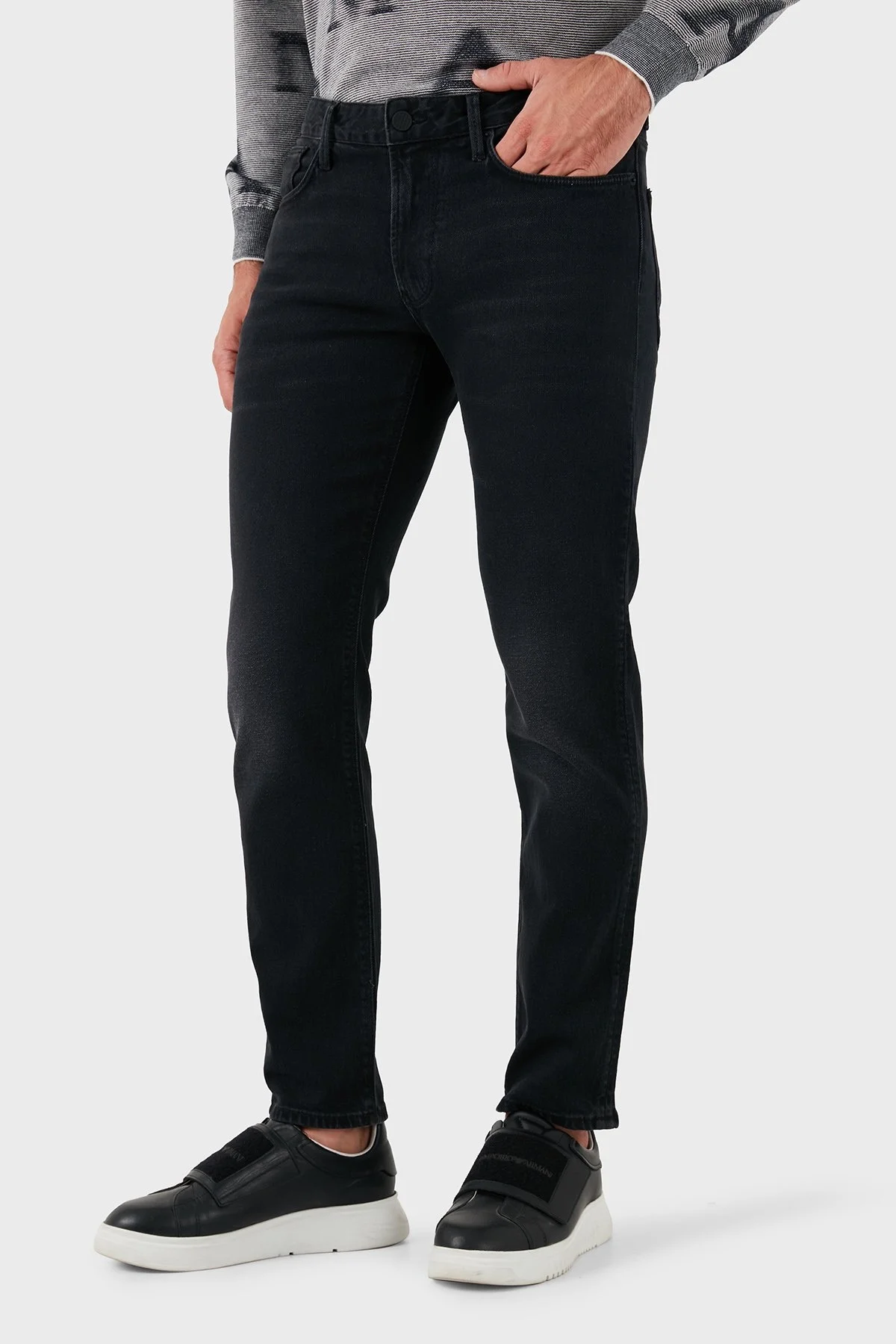 Emporio Armani Pamuk Karışımlı Regular Fit Düz Paça Jeans Erkek Kot Pantolon 6D1J06 1D96Z 0006 SİYAH - 6
