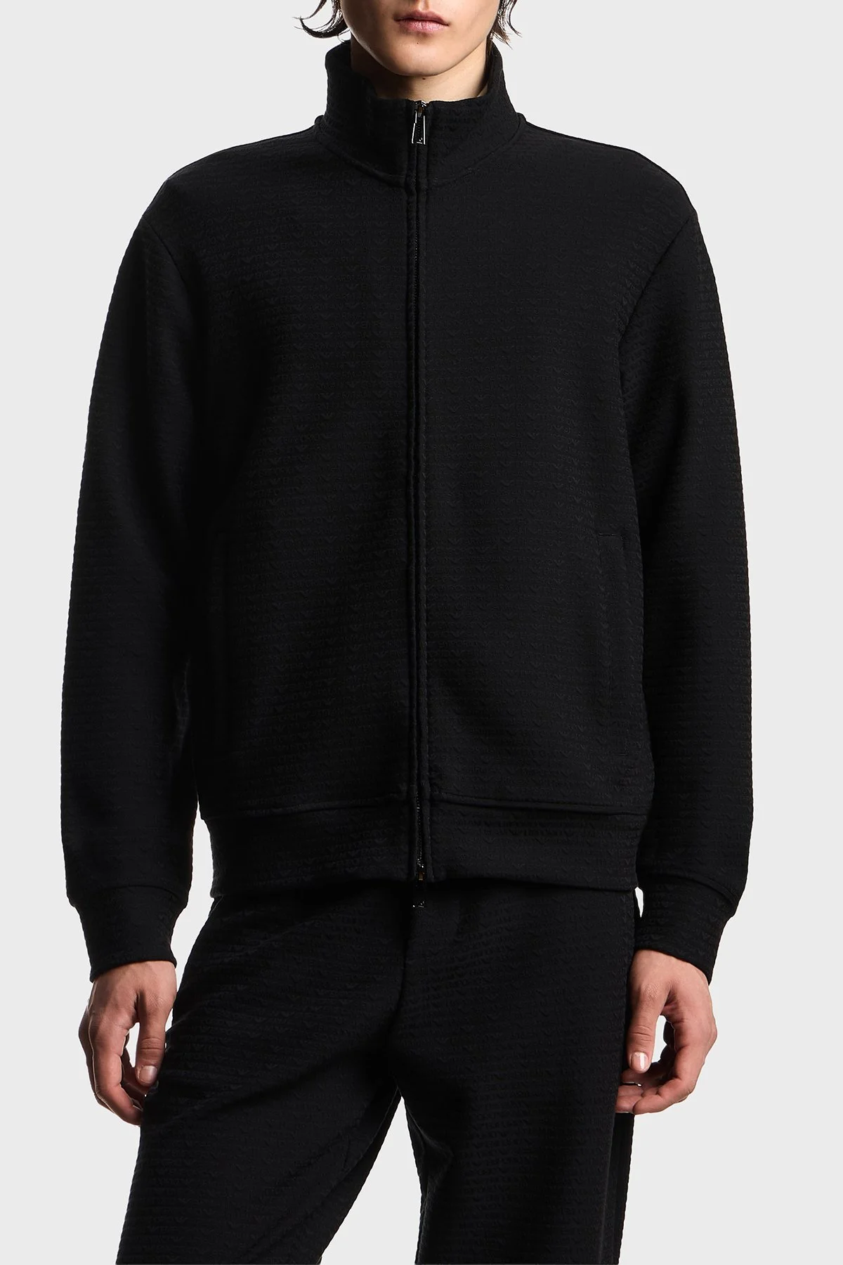 Emporio Armani Pamuk Karışımlı Regular Fit Fermuarlı Dik Yaka Erkek Sweat EM004534 AF13700 FC293 SİYAH - 1
