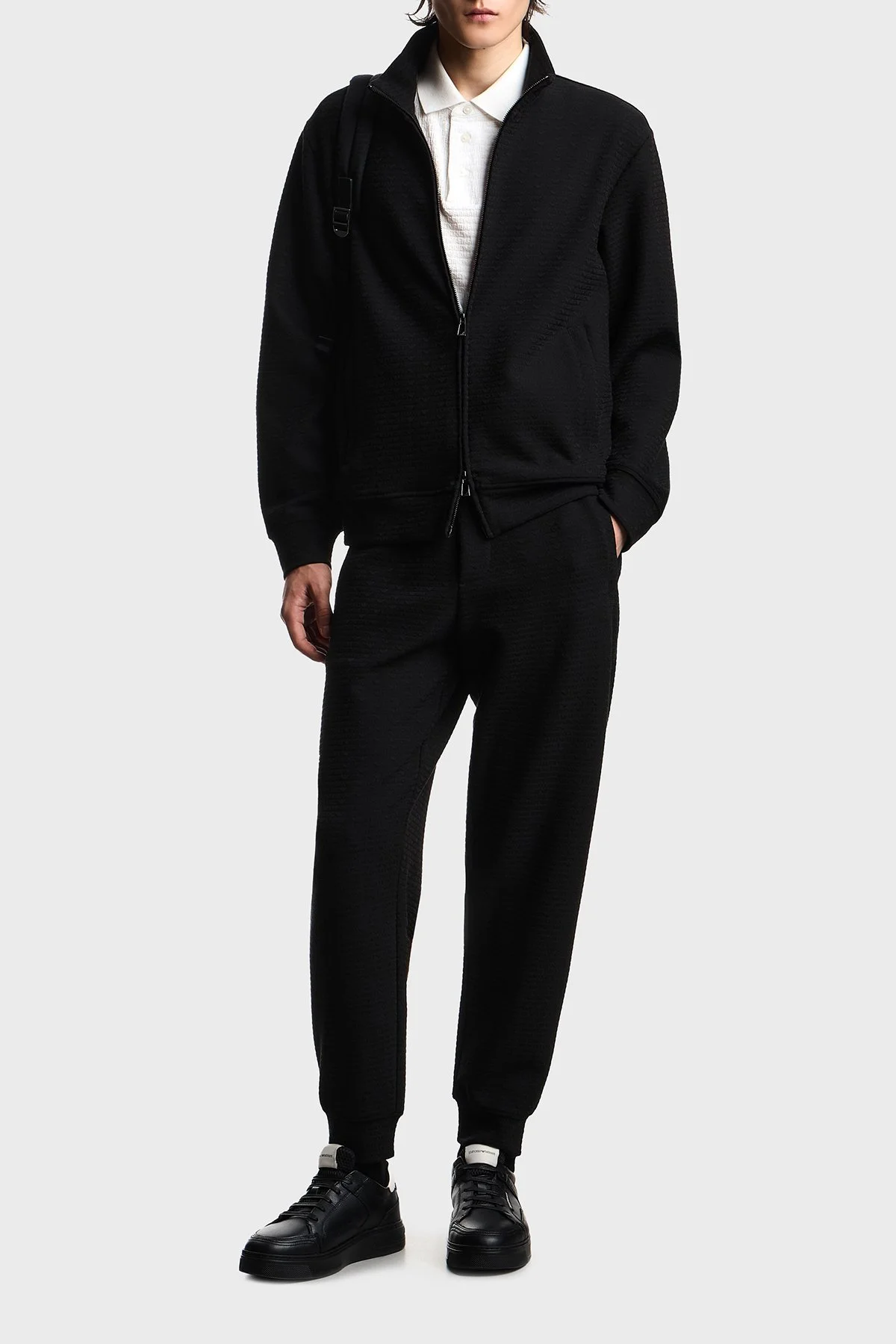 Emporio Armani Pamuk Karışımlı Regular Fit Fermuarlı Dik Yaka Erkek Sweat EM004534 AF13700 FC293 SİYAH - 2