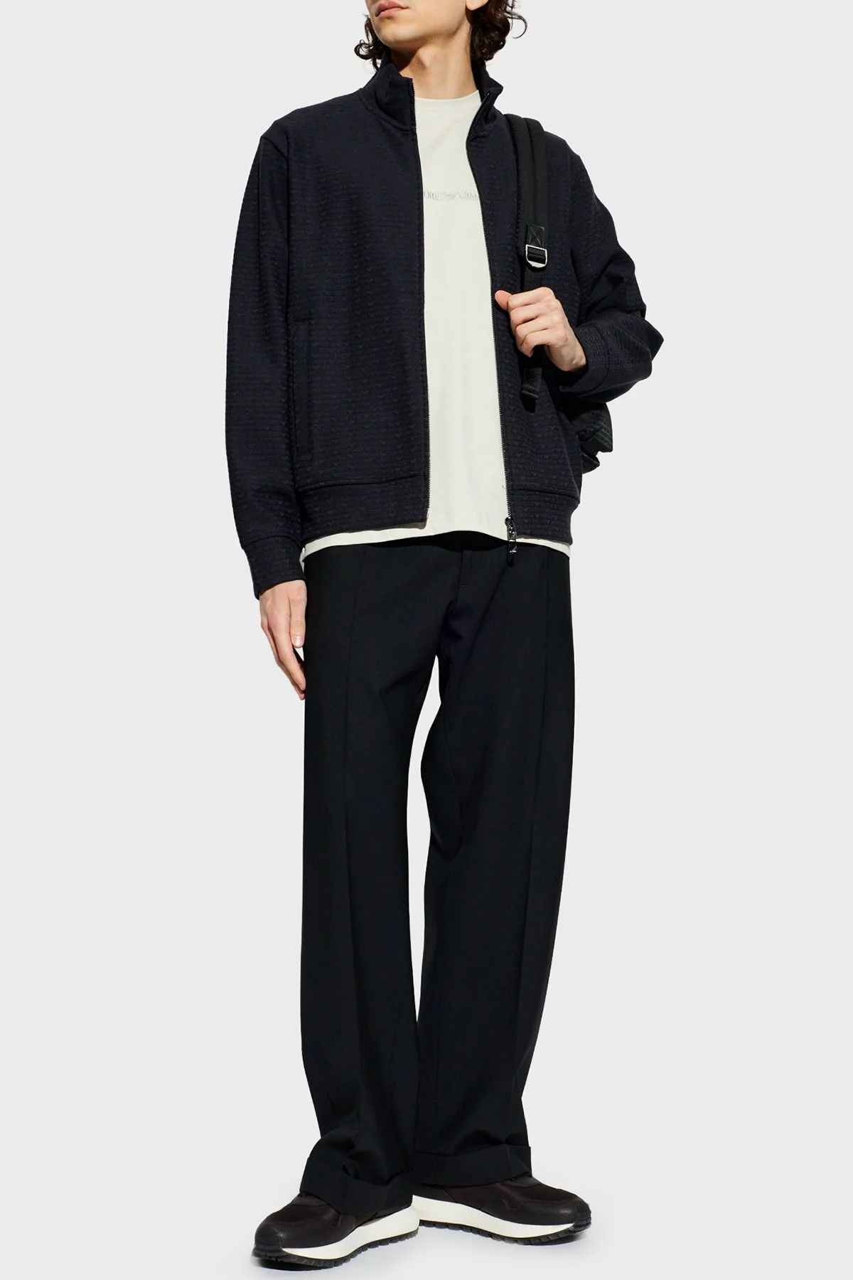 Emporio Armani Pamuk Karışımlı Regular Fit Fermuarlı Dik Yaka Logolu Erkek Sweat EM004534 AF13700 FB413 LACİVERT - 2