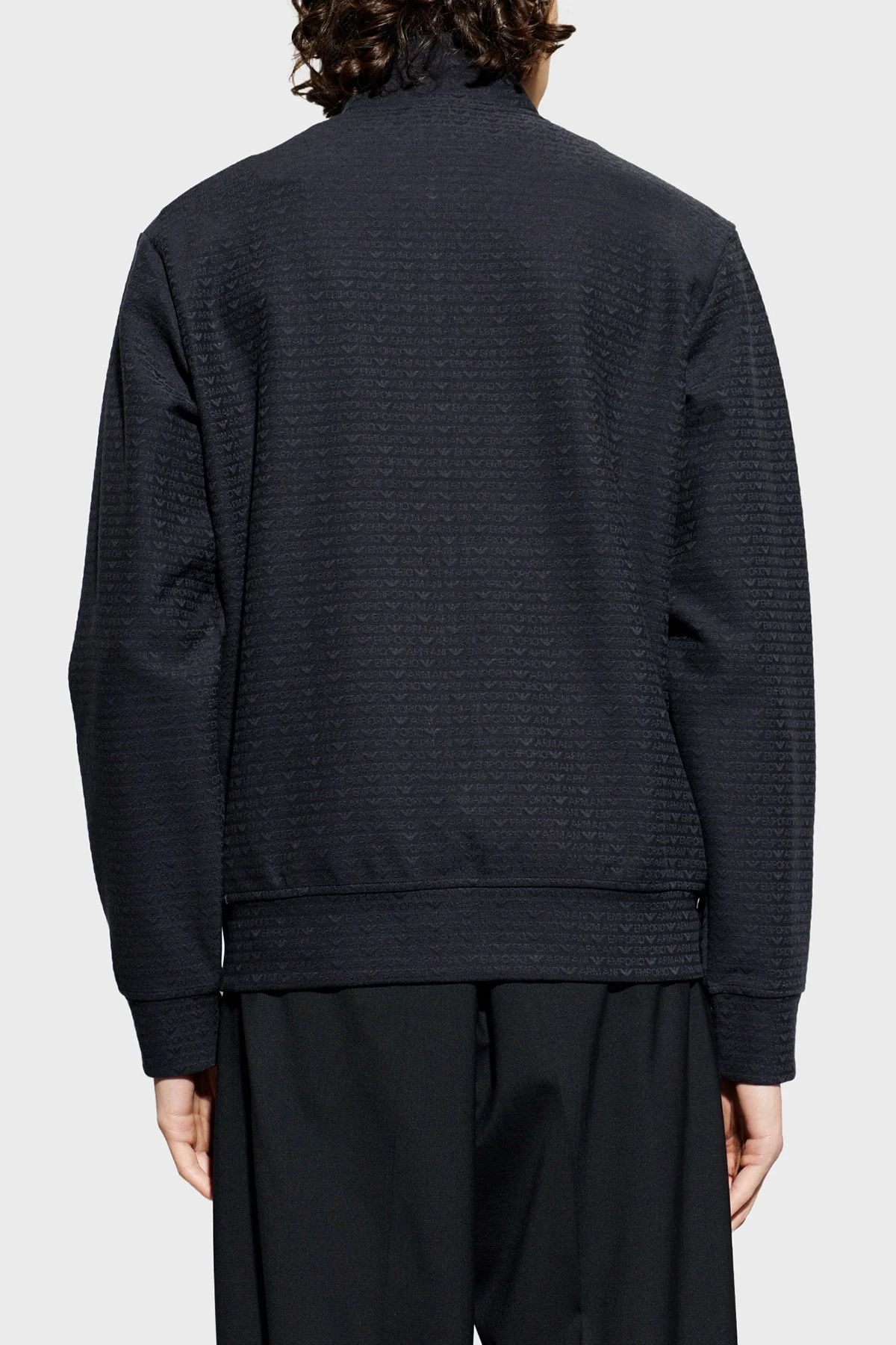 Emporio Armani Pamuk Karışımlı Regular Fit Fermuarlı Dik Yaka Logolu Erkek Sweat EM004534 AF13700 FB413 LACİVERT - 3
