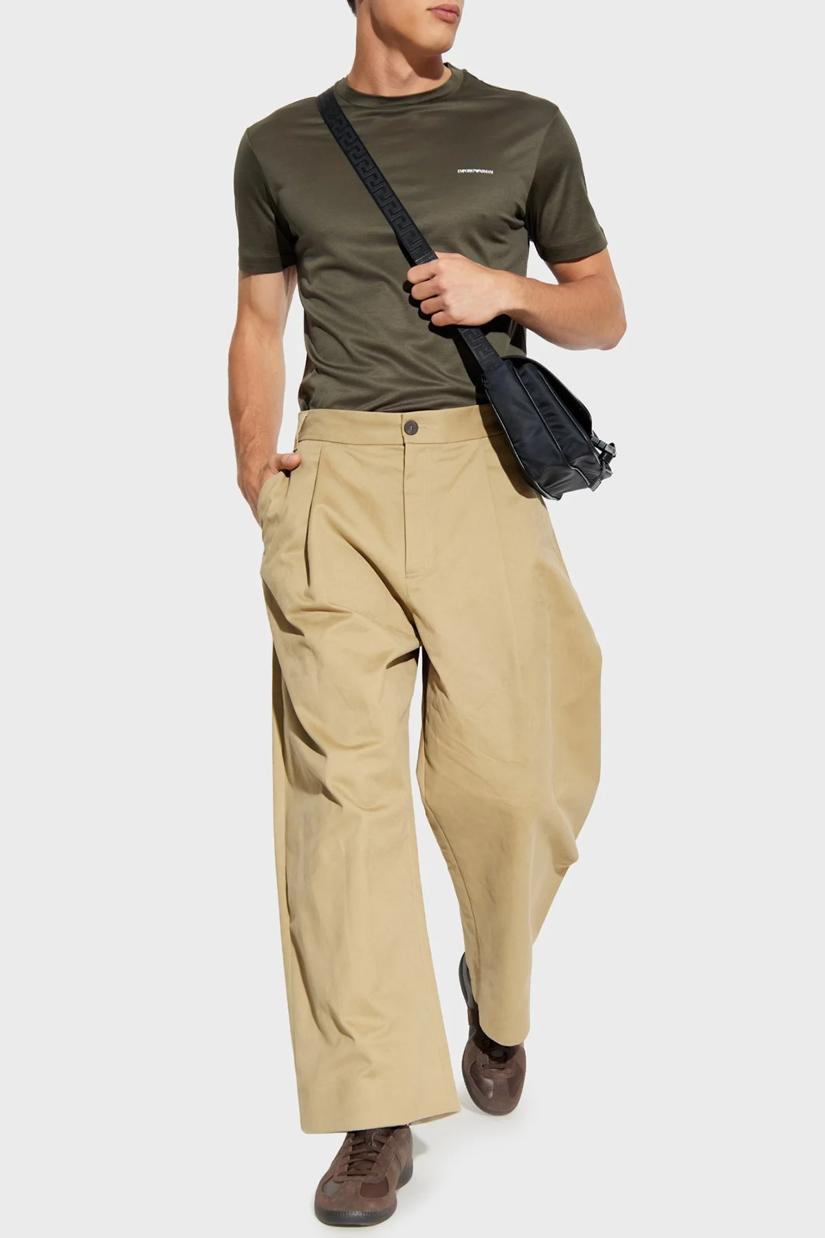 Emporio Armani Pamuk Karışımlı Regular Fit Logolu Bisiklet Yaka Erkek T Shirt 8N1TD8 1JUVZ U7042 HAKİ - 2