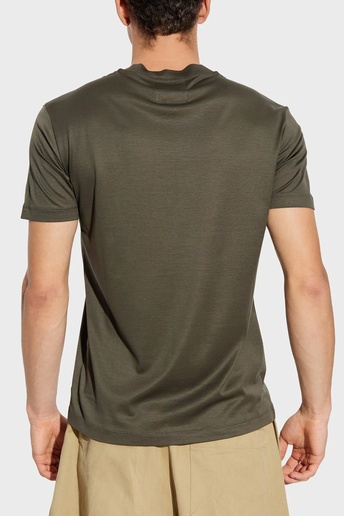 Emporio Armani Pamuk Karışımlı Regular Fit Logolu Bisiklet Yaka Erkek T Shirt 8N1TD8 1JUVZ U7042 HAKİ - 3