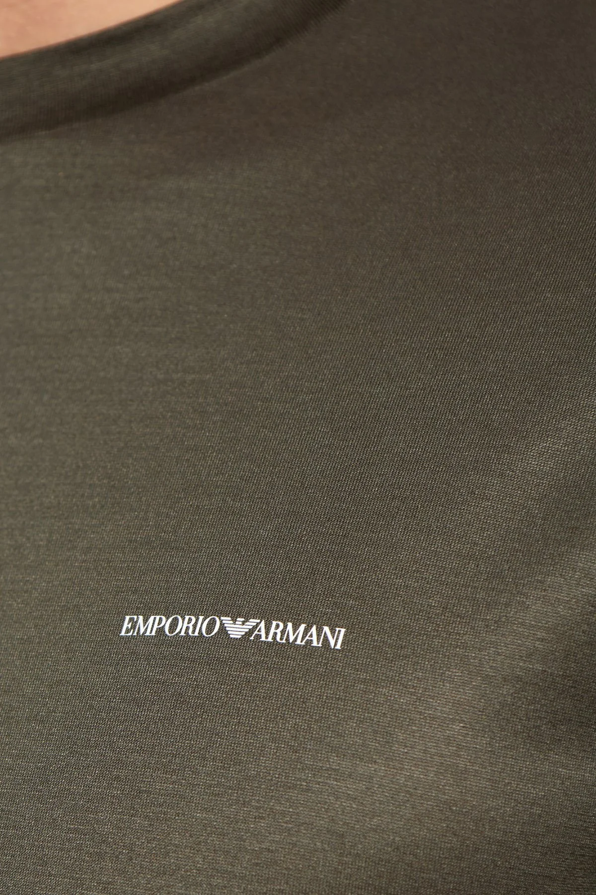 Emporio Armani Pamuk Karışımlı Regular Fit Logolu Bisiklet Yaka Erkek T Shirt 8N1TD8 1JUVZ U7042 HAKİ - 4
