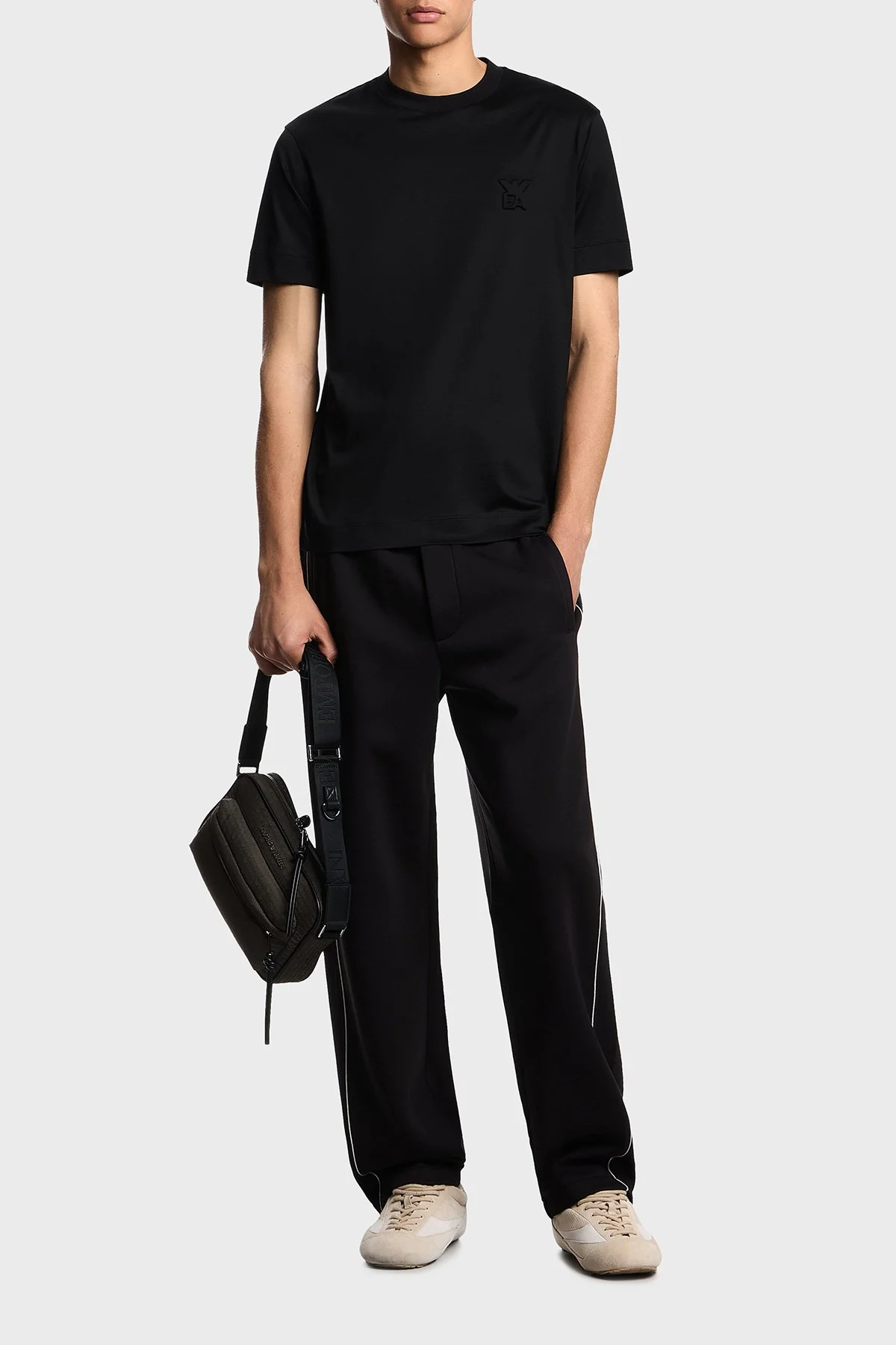 Emporio Armani Pamuk Karışımlı Regular Fit Logolu Bisiklet Yaka Erkek T Shirt EM002963 AF10761 UC001 SİYAH - 2