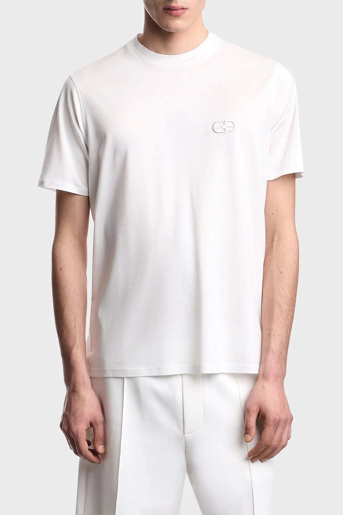 Emporio Armani Pamuk Karışımlı Regular Fit Logolu Bisiklet Yaka Erkek T Shirt EM004585 AF10017 U0003 BEYAZ - 1