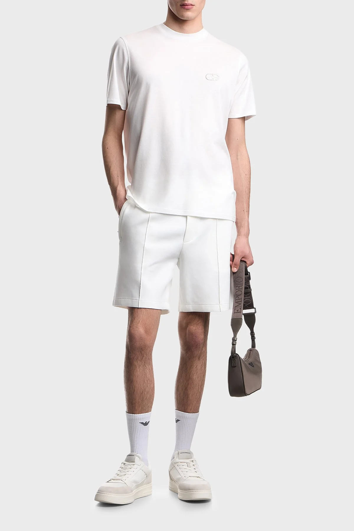 Emporio Armani Pamuk Karışımlı Regular Fit Logolu Bisiklet Yaka Erkek T Shirt EM004585 AF10017 U0003 BEYAZ - 2