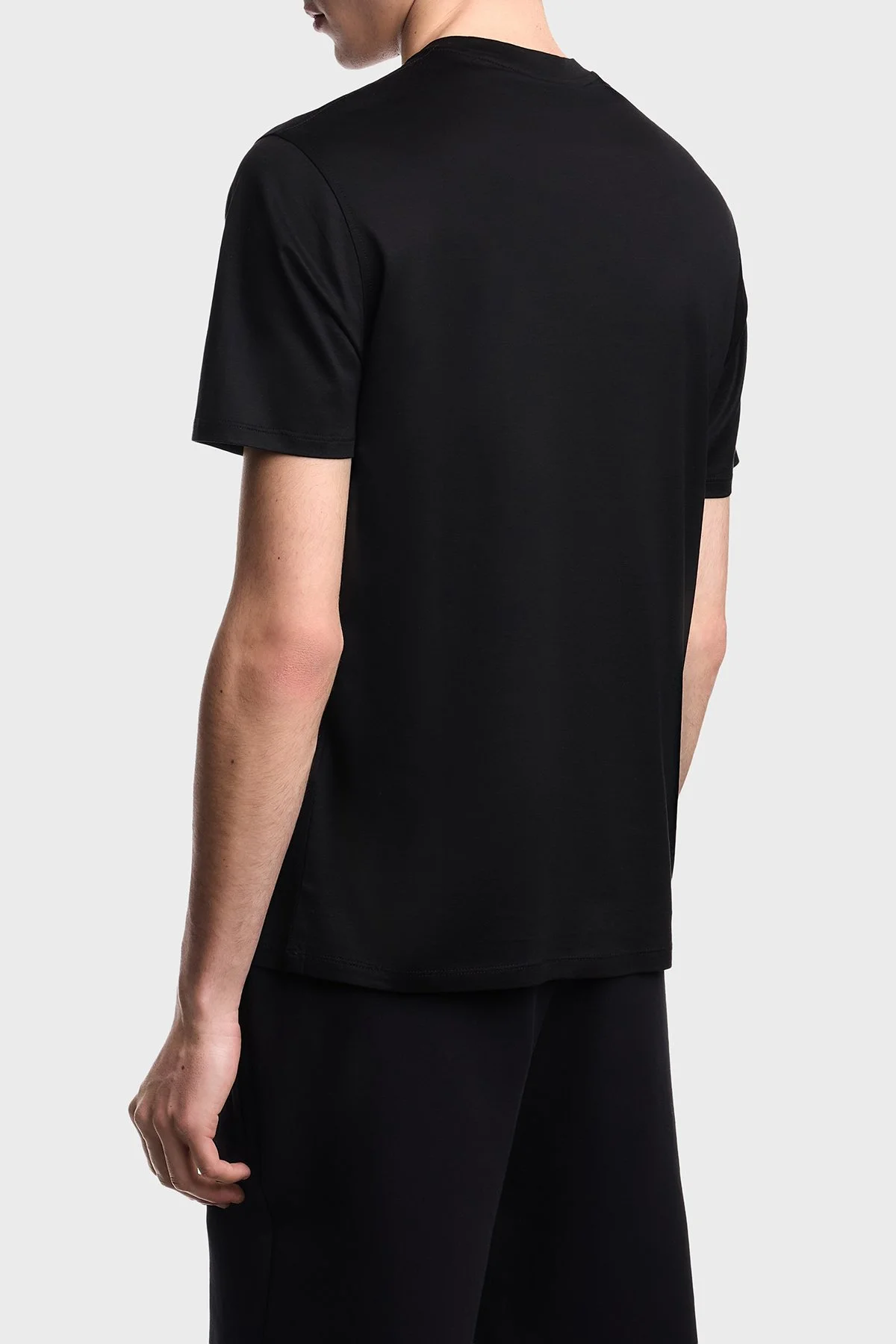 Emporio Armani Pamuk Karışımlı Regular Fit Logolu Bisiklet Yaka Erkek T Shirt EM004585 AF10017 UC001 SİYAH - 3