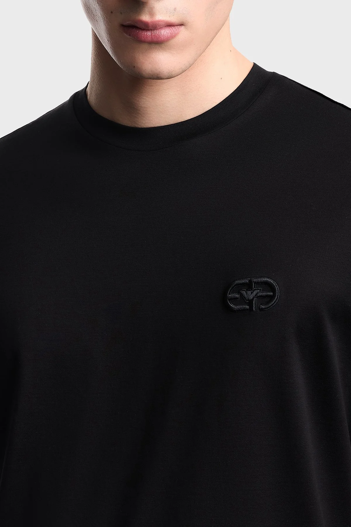 Emporio Armani Pamuk Karışımlı Regular Fit Logolu Bisiklet Yaka Erkek T Shirt EM004585 AF10017 UC001 SİYAH - 4