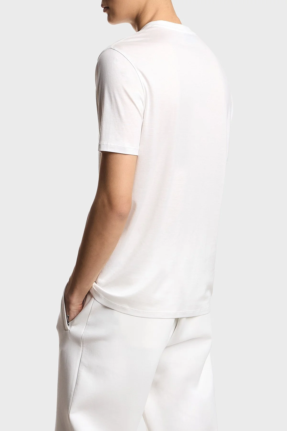 Emporio Armani Pamuk Karışımlı Regular Fit Logolu Bisiklet Yaka Erkek T Shirt EM004592 AF13747 U0003 BEYAZ - 3