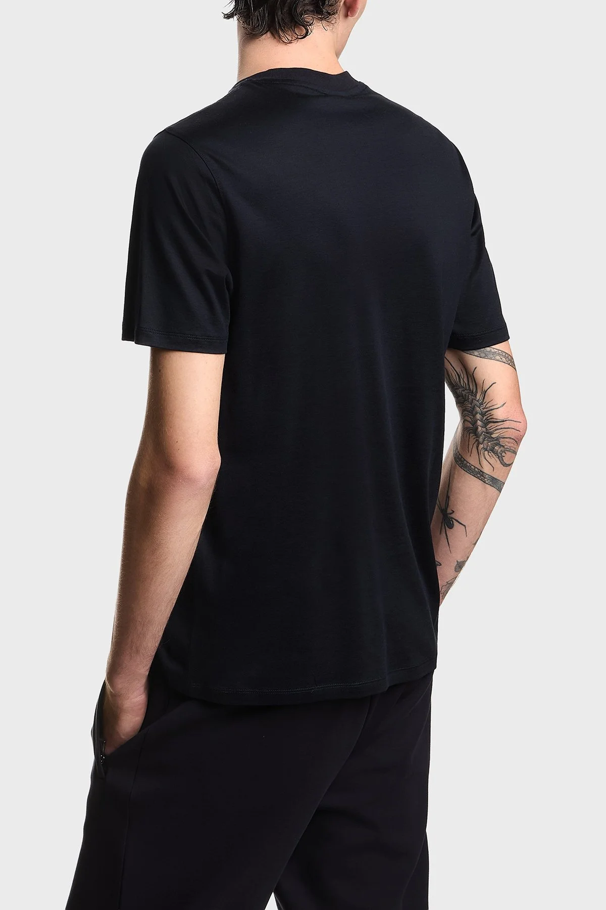 Emporio Armani Pamuk Karışımlı Regular Fit Logolu Bisiklet Yaka Erkek T Shirt EM004592 AF13747 UB118 LACİVERT - 3