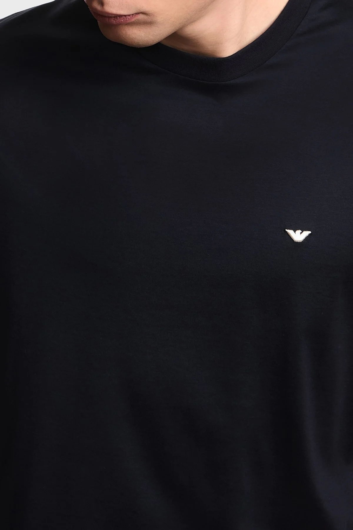 Emporio Armani Pamuk Karışımlı Regular Fit Logolu Bisiklet Yaka Erkek T Shirt EM004592 AF13747 UB118 LACİVERT - 4