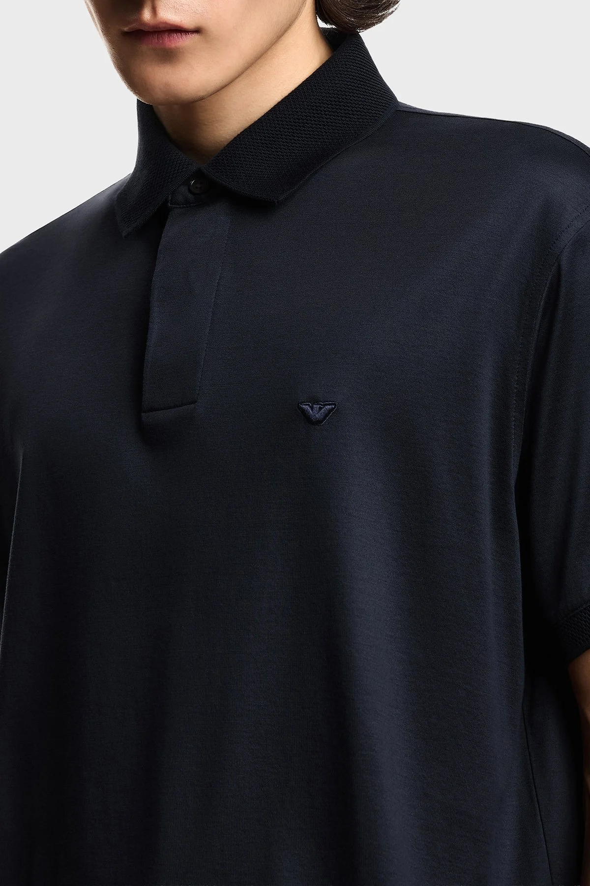 Emporio Armani Pamuk Karışımlı Regular Fit Logolu Düğmeli Erkek Polo EM004588 AF10017 UB118 LACİVERT - 4