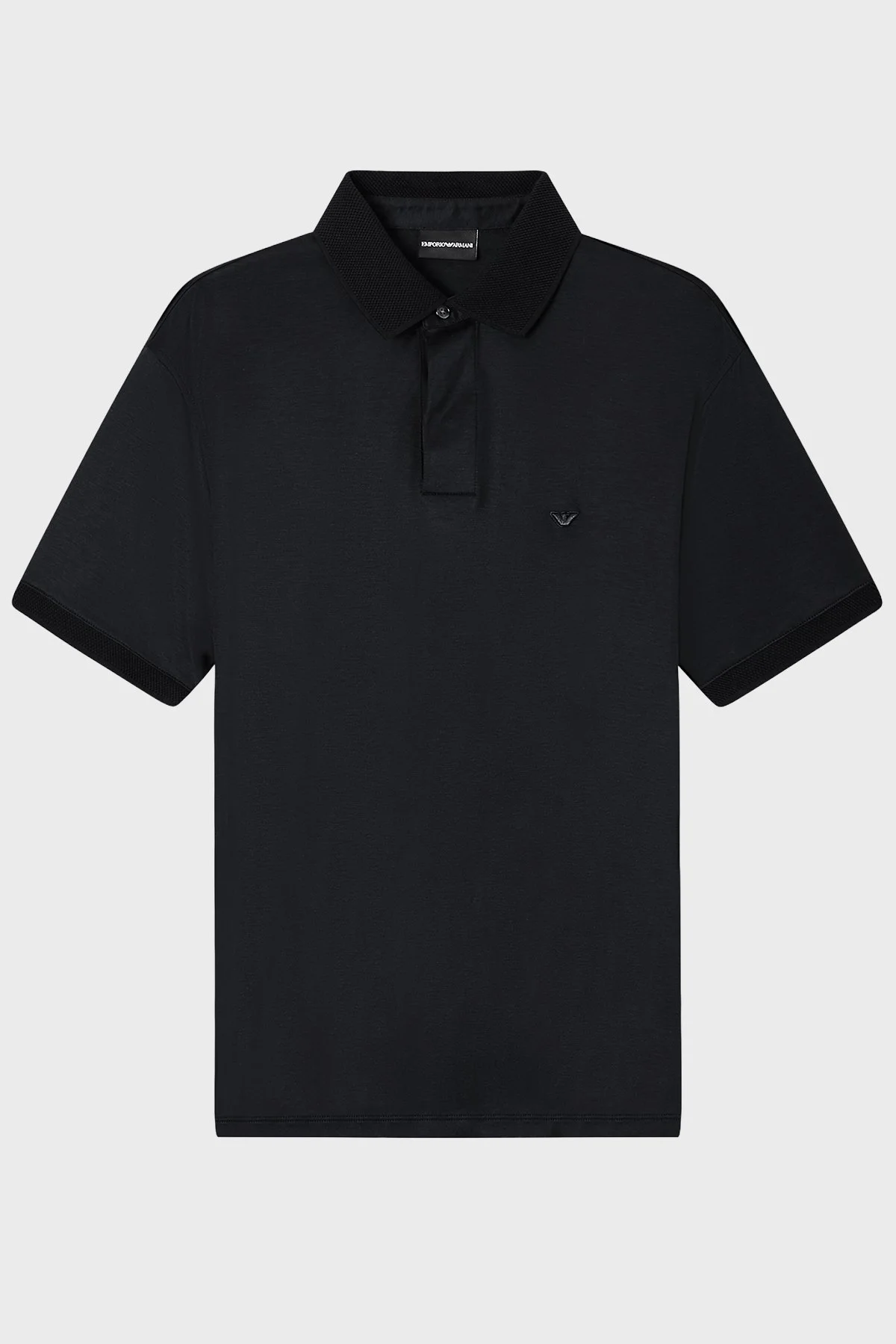 Emporio Armani Pamuk Karışımlı Regular Fit Logolu Düğmeli Erkek Polo EM004588 AF10017 UC001 SİYAH - 5