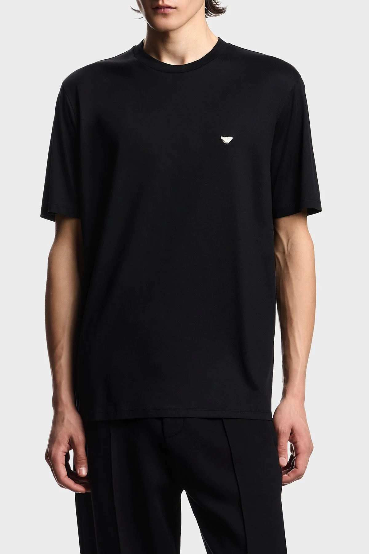 Emporio Armani Pamuk Karışımlı Regular Fit Logolu Erkek T Shirt EM004592 AF13747 UC001 SİYAH - 1