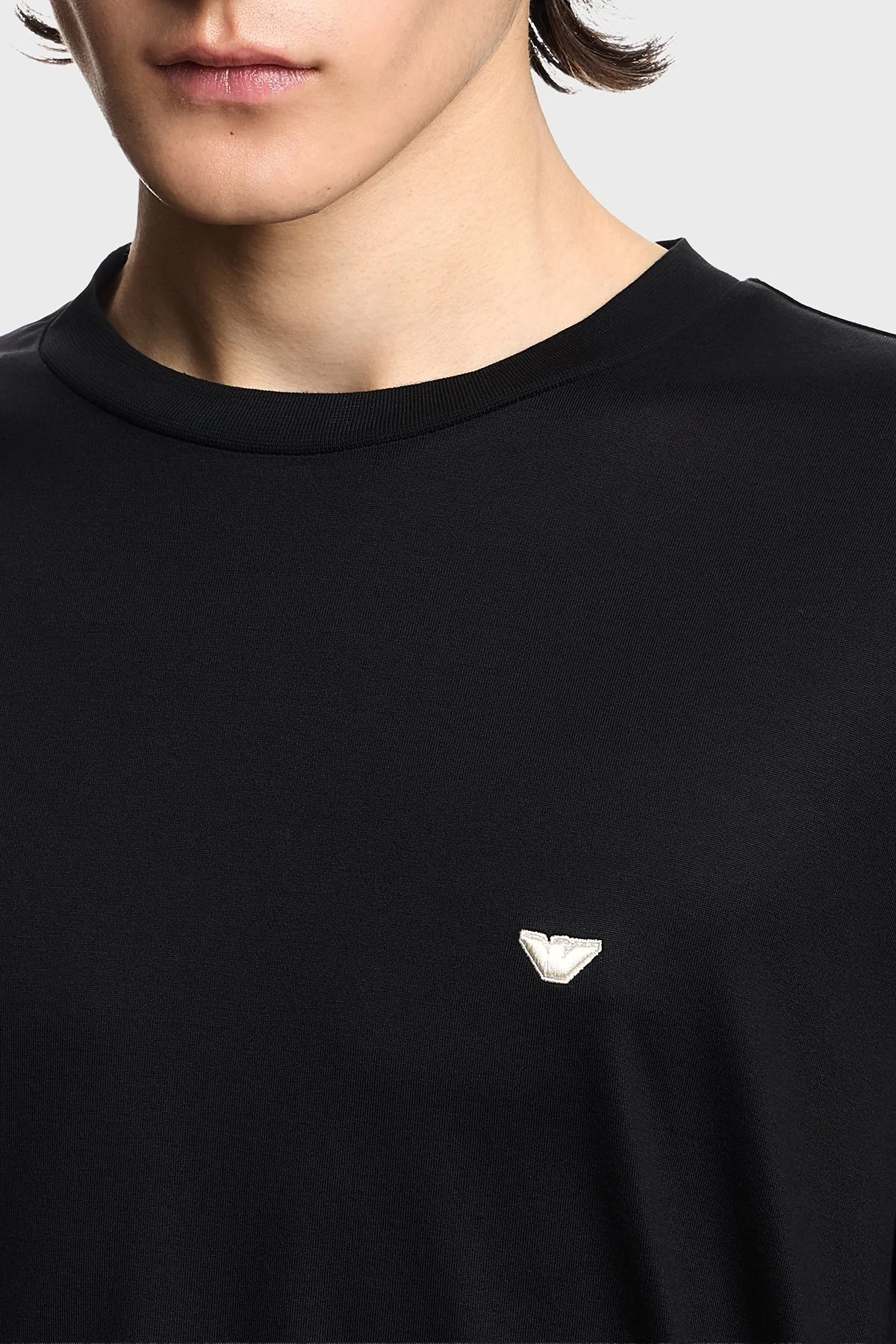 Emporio Armani Pamuk Karışımlı Regular Fit Logolu Erkek T Shirt EM004592 AF13747 UC001 SİYAH - 4