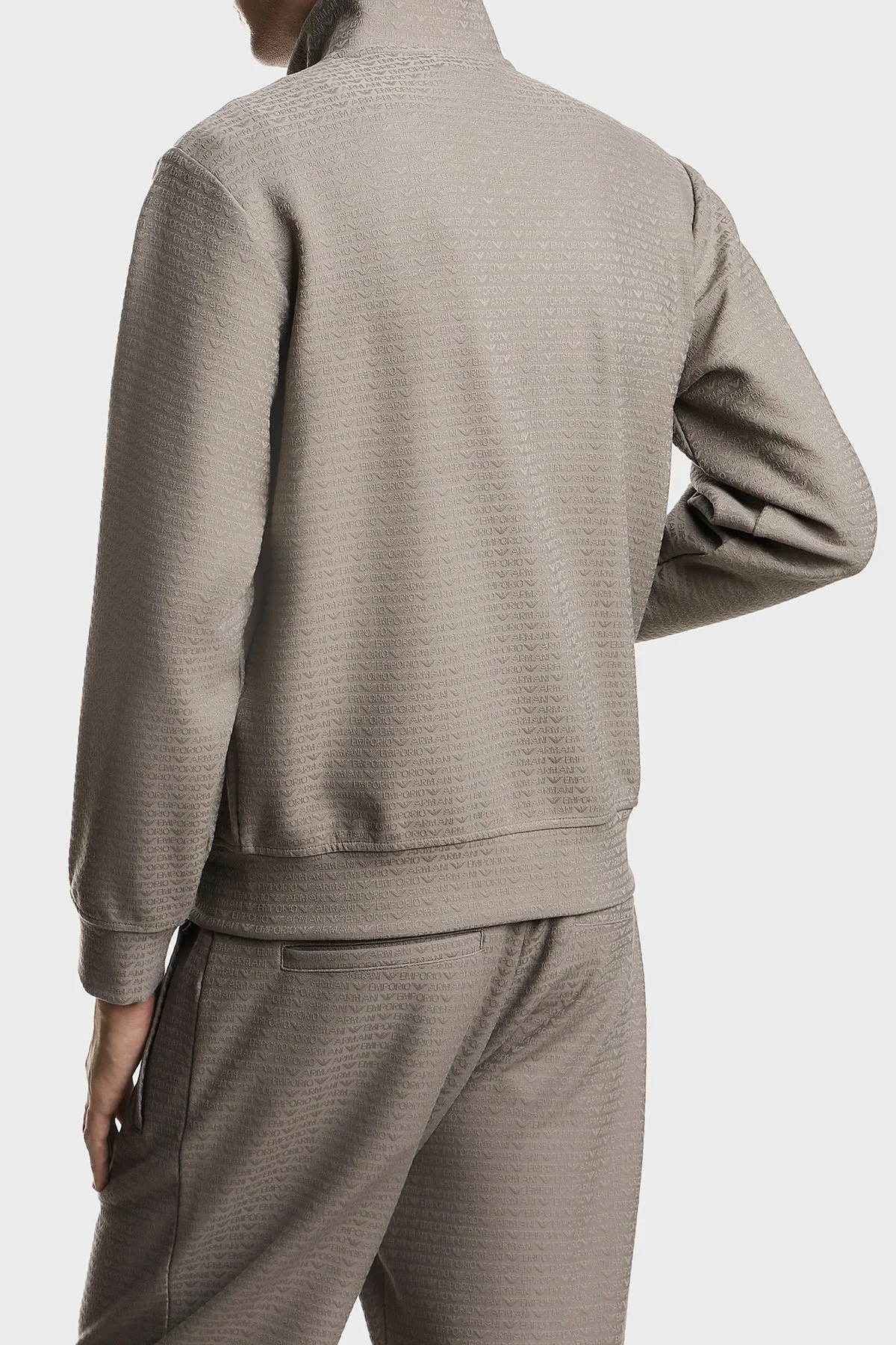 Emporio Armani Pamuk Karışımlı Regular Fit Logolu Fermuarlı Dik Yaka Erkek Sweat EM004534 AF13700 F8219 GRİ - 3