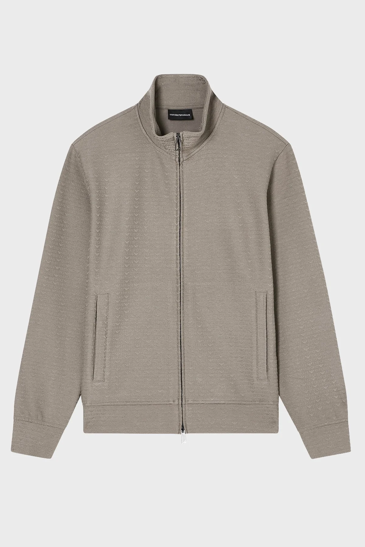 Emporio Armani Pamuk Karışımlı Regular Fit Logolu Fermuarlı Dik Yaka Erkek Sweat EM004534 AF13700 F8219 GRİ - 4