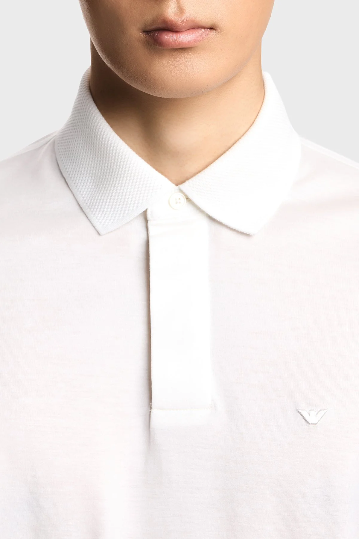 Emporio Armani Pamuk Karışımlı Regular Fit Logolu Kısa Kollu Düğmeli Erkek Polo EM004588 AF10017 U0003 BEYAZ - 4