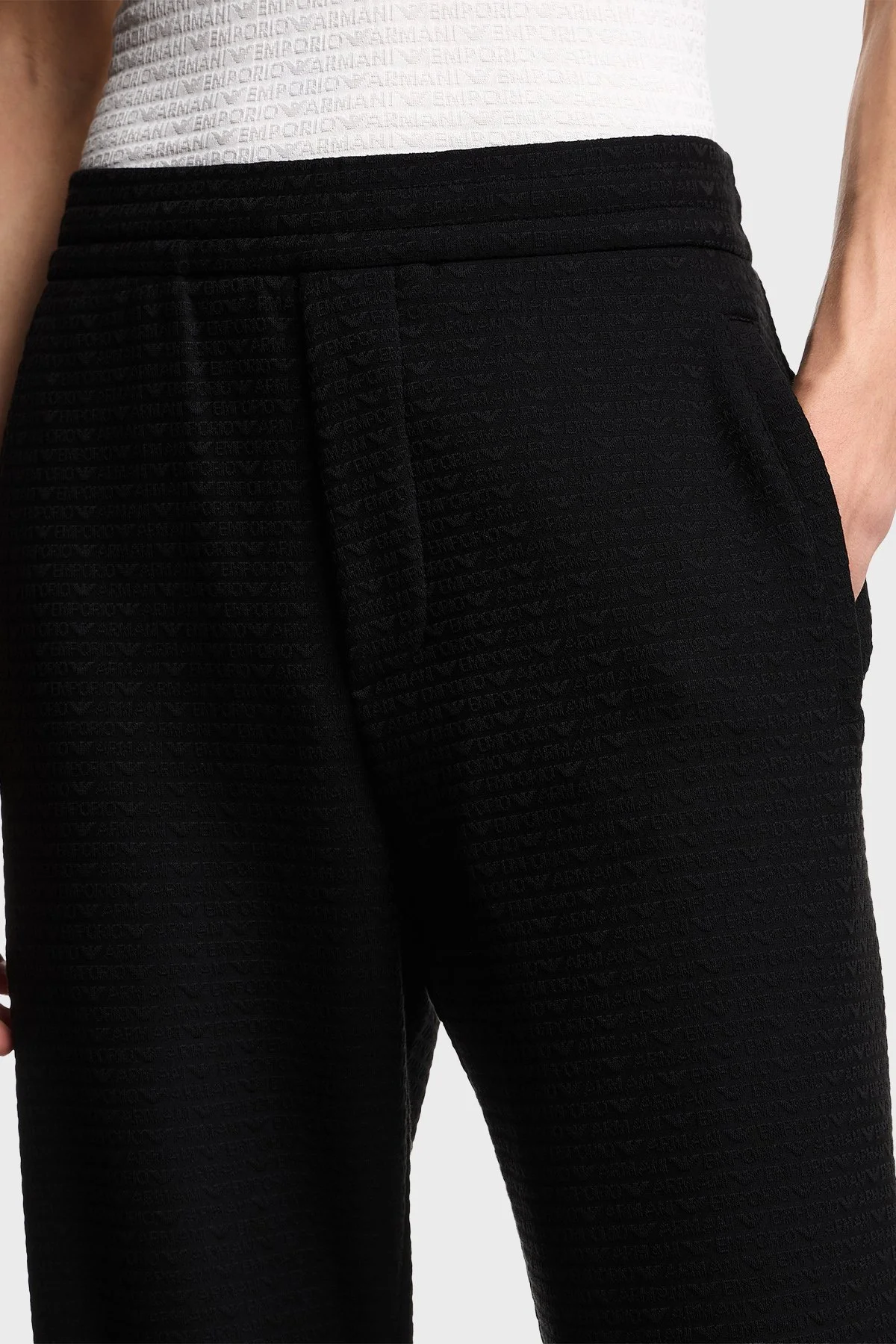 Emporio Armani Pamuk Karışımlı Regular Fit Logolu Yüksek Bel Erkek Pantolon EM004535 AF13700 FC293 SİYAH - 4