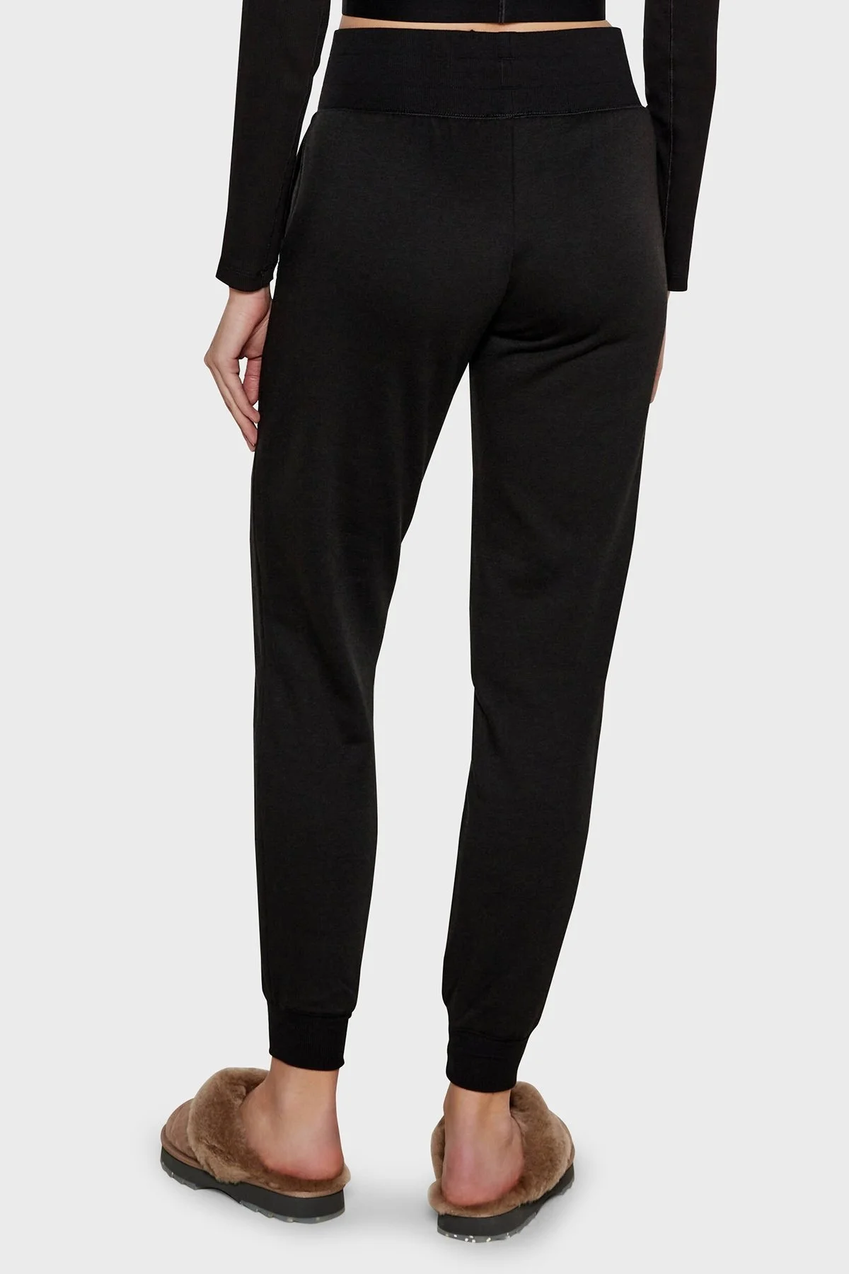 Emporio Armani Pamuk Karışımlı Regular Fit Yüksek Bel Ribanalı Paça Jogger Bayan Pantolon 164908 4F256 00020 SİYAH - 2