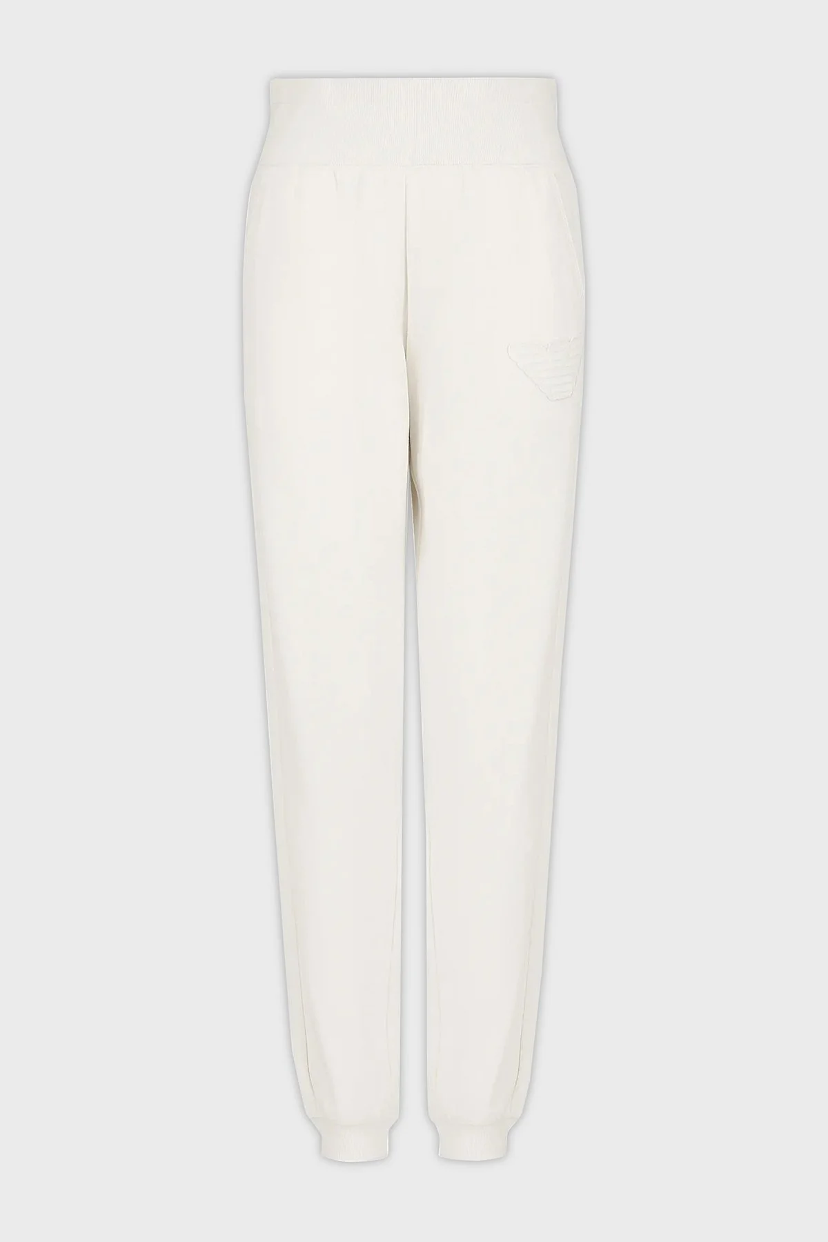 Emporio Armani Pamuk Karışımlı Regular Fit Yüksel Bel Ribanalı Paça Jogger Kadın Pantolon 1649084 F2569 2810 EKRU - 4