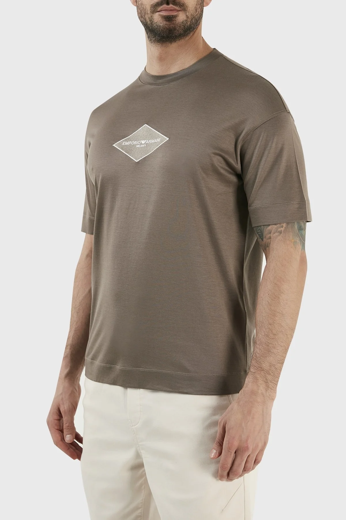 Emporio Armani Pamuk Karışımlı Relaxed Fit Bisiklet Yaka Erkek T Shirt 3R1TU4 1JUVZ 0440 TOPRAK - 2