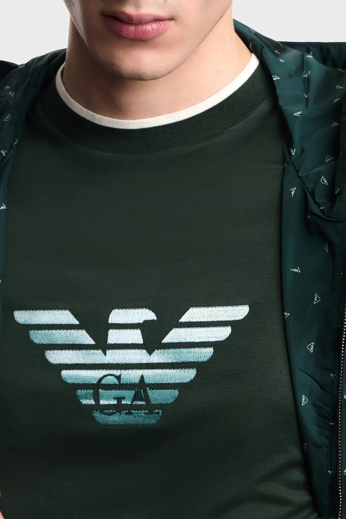 Emporio Armani Pamuk Karışımlı Slim Fit Bisiklet Yaka Erkek T Shirt EM005271 AF10017 U7263 HAKİ - 4