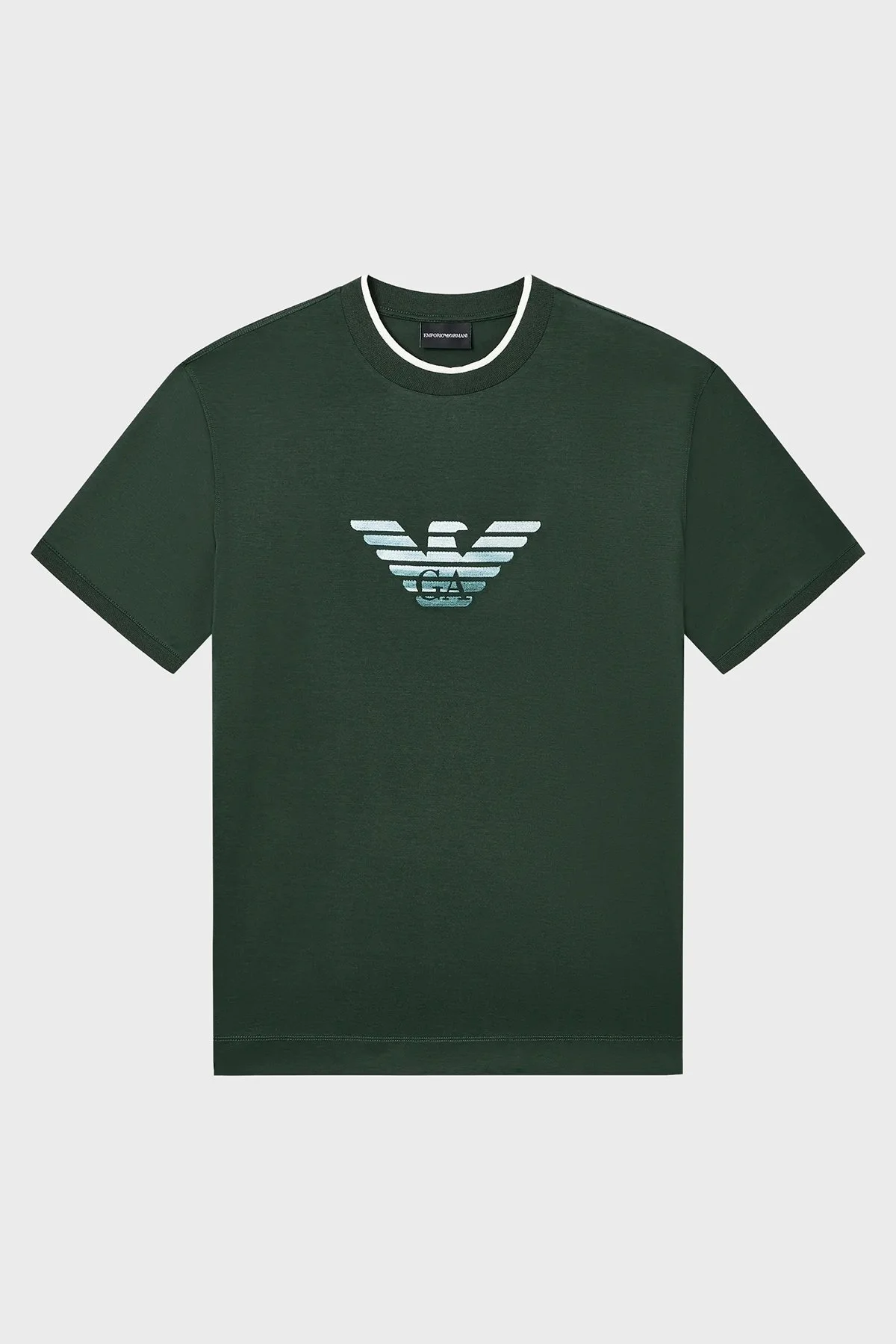 Emporio Armani Pamuk Karışımlı Slim Fit Bisiklet Yaka Erkek T Shirt EM005271 AF10017 U7263 HAKİ - 5