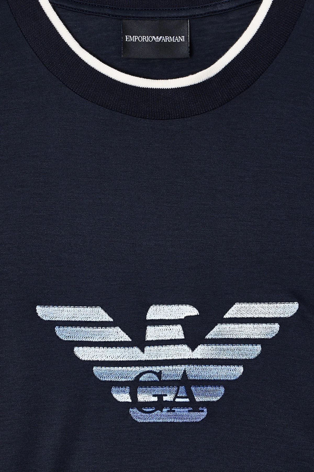 Emporio Armani Pamuk Karışımlı Slim Fit Bisiklet Yaka Erkek T Shirt EM005271 AF10017 UB118 LACİVERT - 4