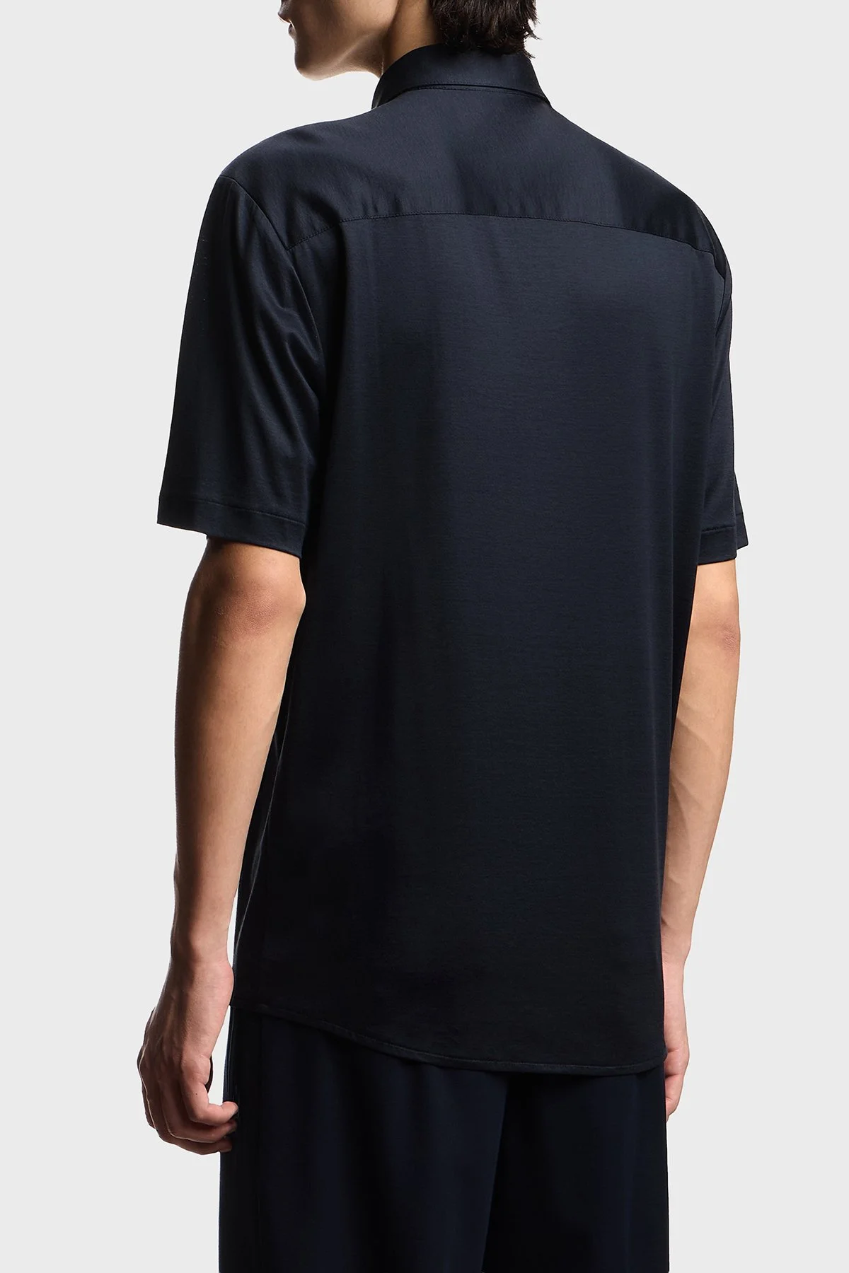 Emporio Armani Pamuk Karışımlı Slim Fit Logolu Kısa Kollu Erkek Gömlek EM004603 AF10017 UB118 LACİVERT - 3