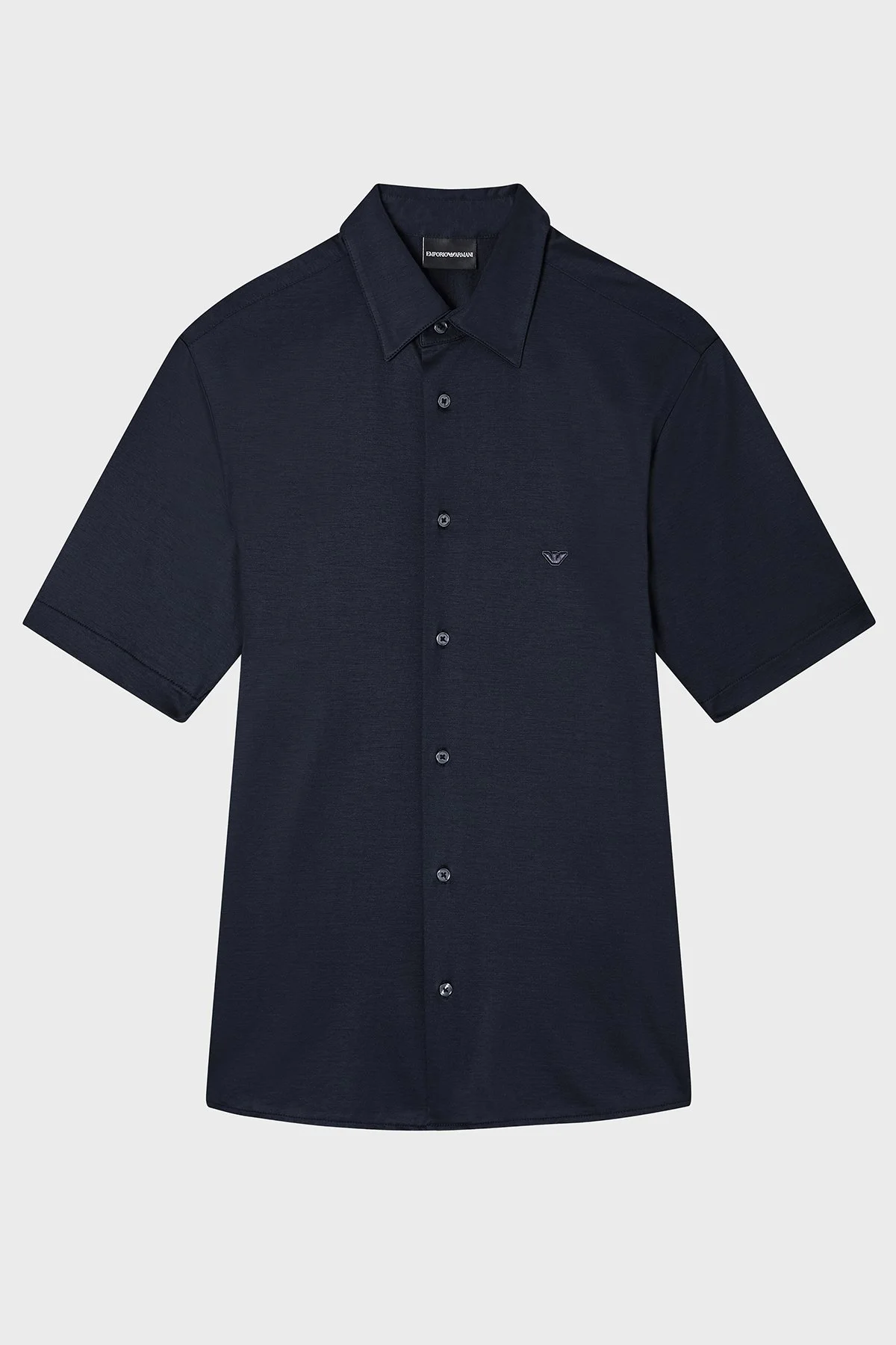Emporio Armani Pamuk Karışımlı Slim Fit Logolu Kısa Kollu Erkek Gömlek EM004603 AF10017 UB118 LACİVERT - 5