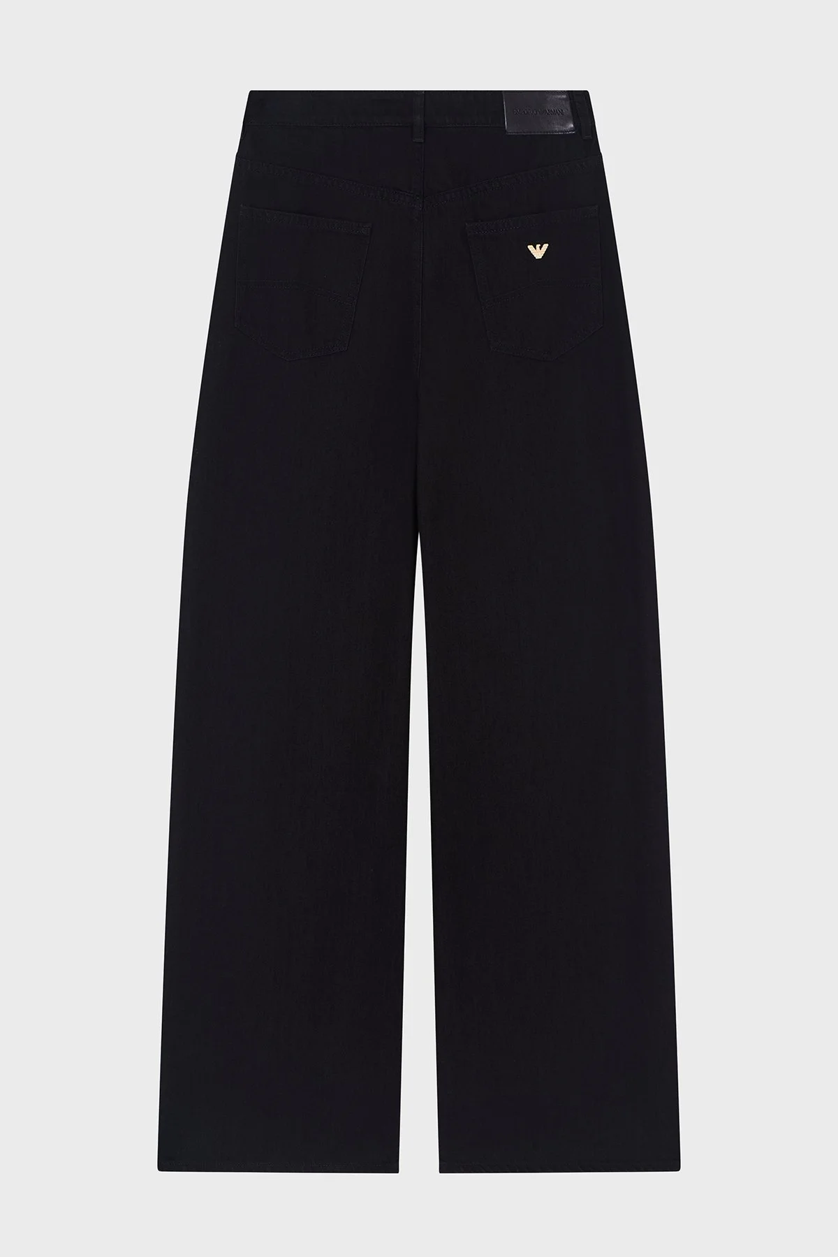Emporio Armani Pamuk Karışımlı Wide Leg Yüksek Bel Bol Paça Jeans Bayan Kot Pantolon EW000737 AF21094 MC002 SİYAH - 3