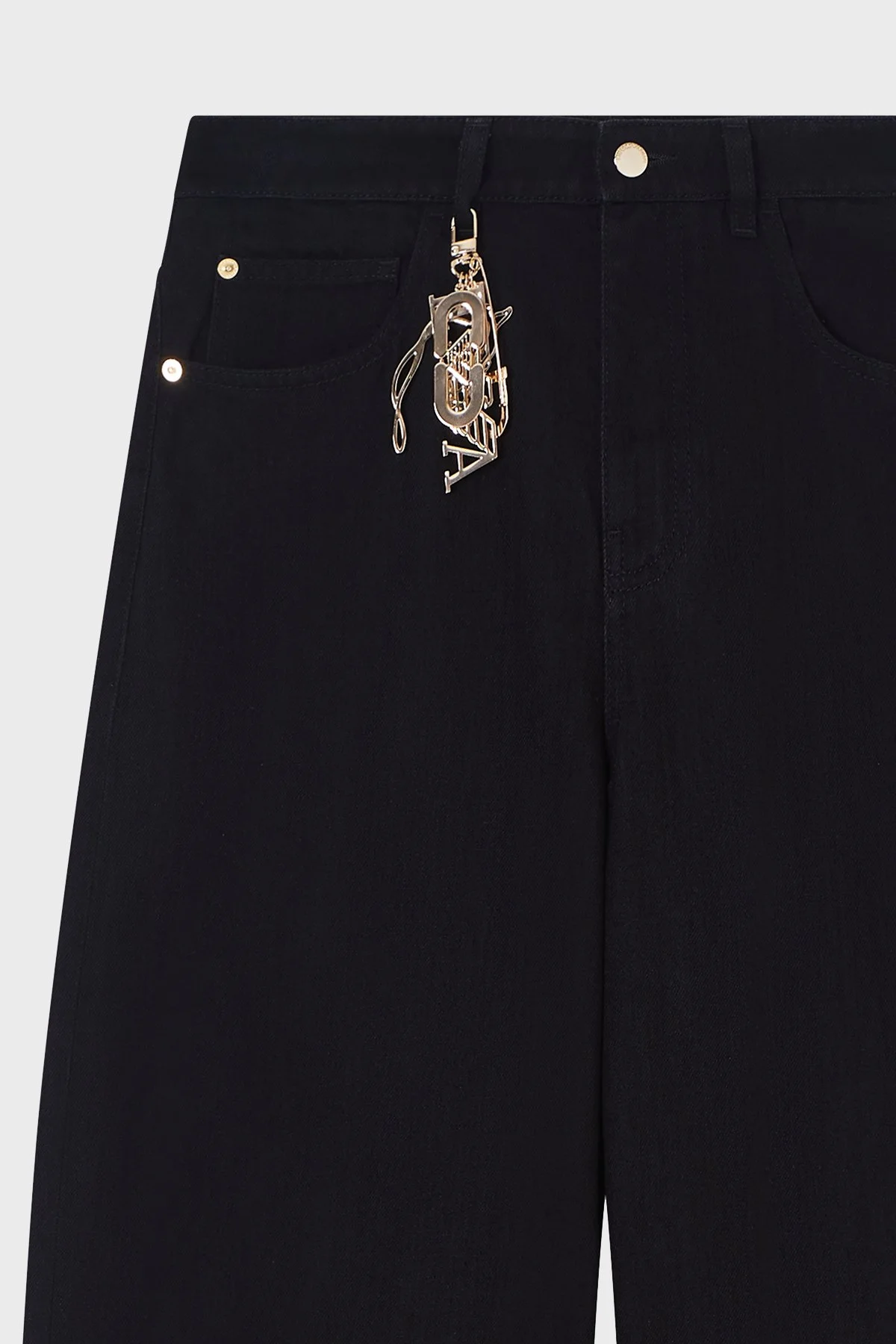 Emporio Armani Pamuk Karışımlı Wide Leg Yüksek Bel Bol Paça Jeans Bayan Kot Pantolon EW000737 AF21094 MC002 SİYAH - 4