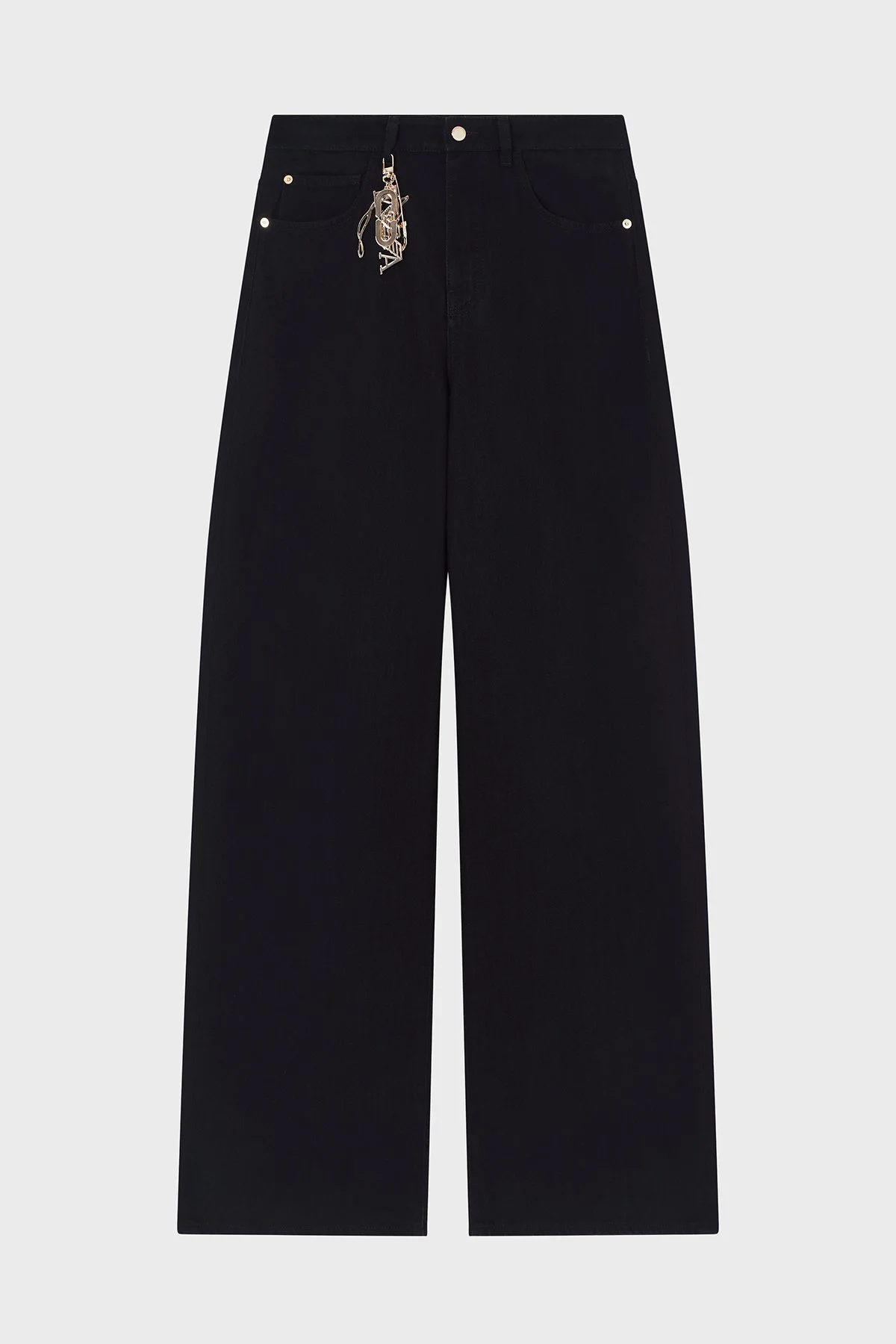 Emporio Armani Pamuk Karışımlı Wide Leg Yüksek Bel Bol Paça Jeans Kadın Kot Pantolon EW000737 AF21094 MC002 SİYAH - 1