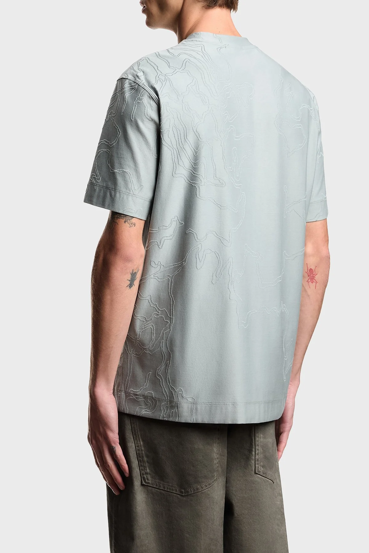 Emporio Armani Pamuk ve İpek Karışımlı Regular Fit Bisiklet Yaka Erkek T Shirt EM004644 AF23458 F8254 GRİ - 3