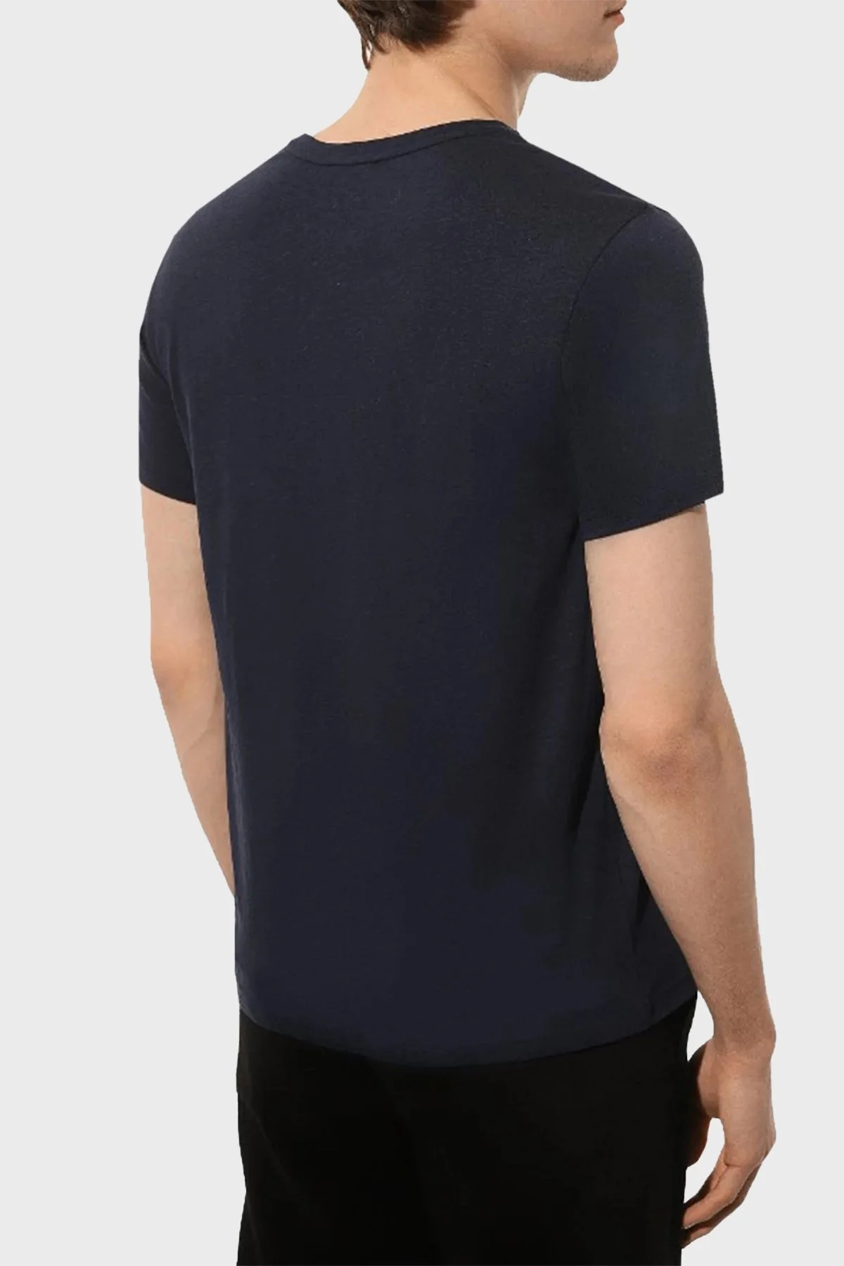 Emporio Armani Pamuk ve Keten Karışımlı Slim Fit Erkek T Shirt 211818 3R485 00020 SİYAH - 2
