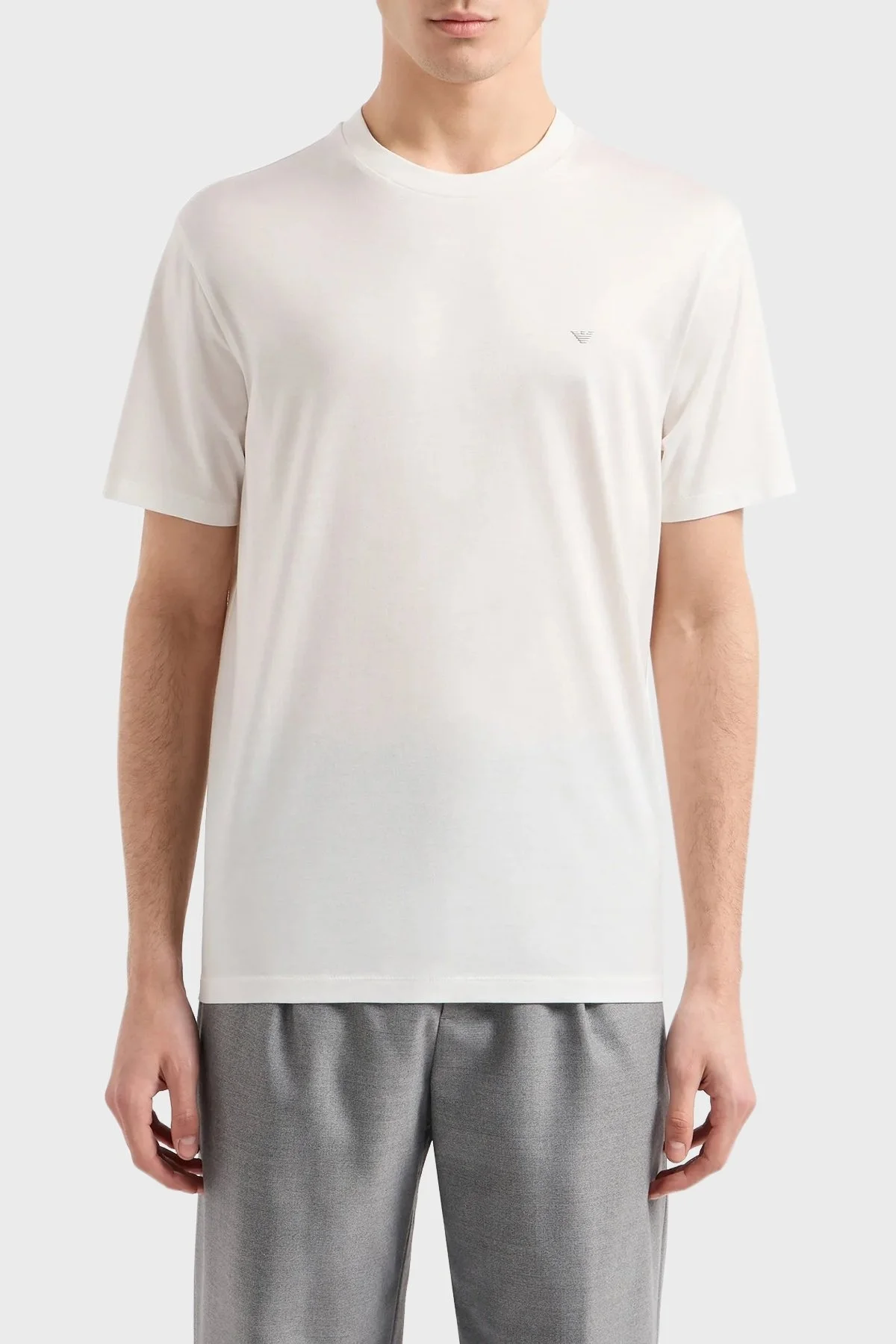 Emporio Armani Pamuk ve Liyosel Karışımlı Erkek T Shirt EM000311 AF10761 U0003 BEYAZ - 6