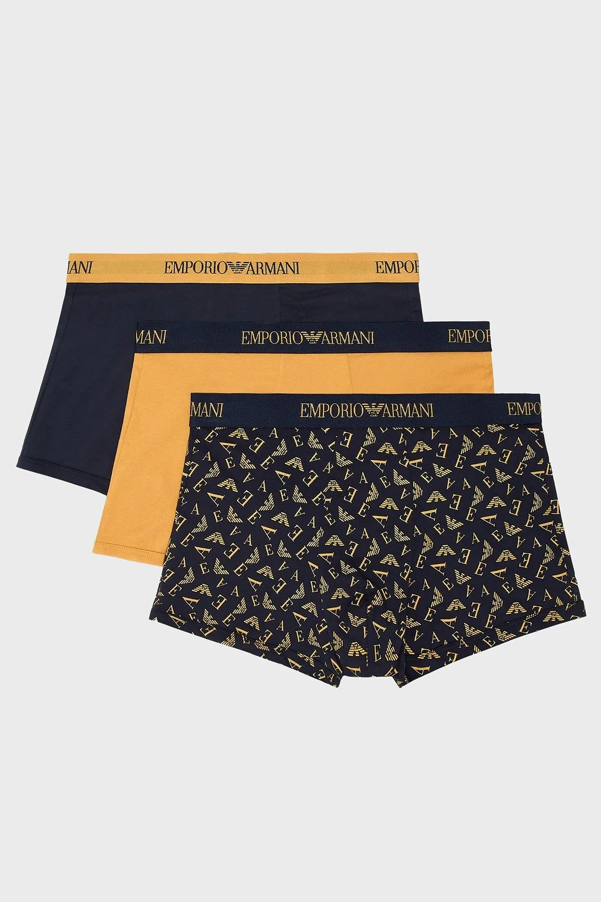 Emporio Armani Pamuklu 3 Pack Erkek Boxer 111625 3F722 22036 Siyah-Lacivert-Camel - 1