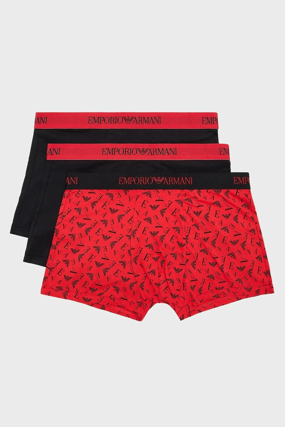 Emporio Armani Pamuklu 3 Pack Erkek Boxer 111625 3F722 30021 Siyah-Kırmızı-Siyah - 1