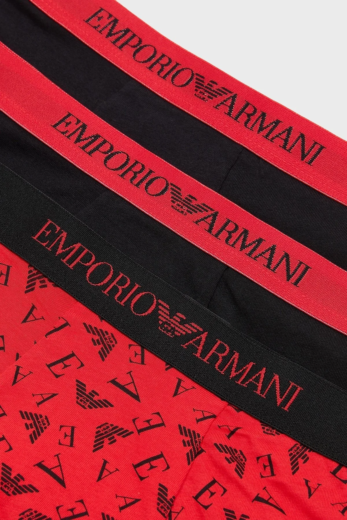 Emporio Armani Pamuklu 3 Pack Erkek Boxer 111625 3F722 30021 Siyah-Kırmızı-Siyah - 4