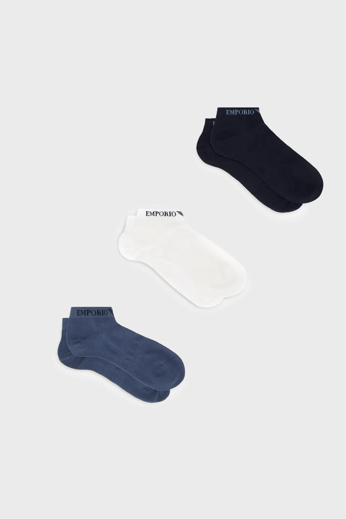 Emporio Armani Pamuklu 3 Pack Erkek Çorap 300048 3F254 59436 Mavi-Lacivert-Beyaz - 1