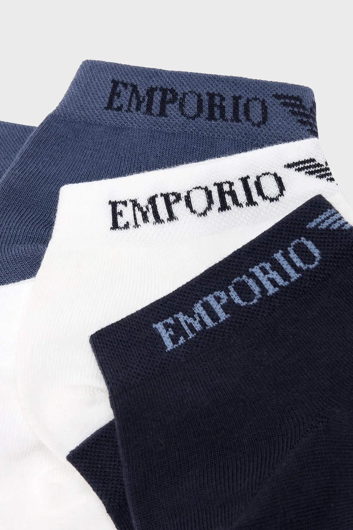 Emporio Armani Pamuklu 3 Pack Erkek Çorap 300048 3F254 59436 Mavi-Lacivert-Beyaz - 2