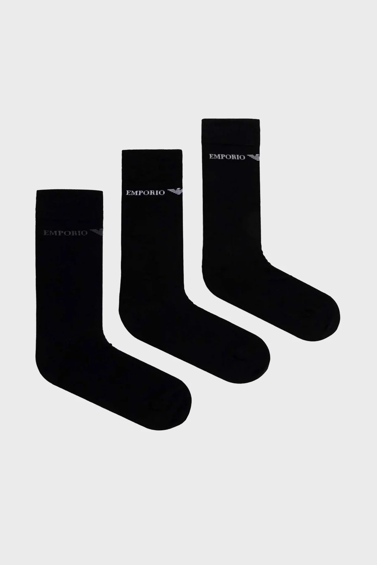 Emporio Armani Pamuklu 3 Pack Uzun Erkek Çorap 302402 3F254 29821 SİYAH - 3